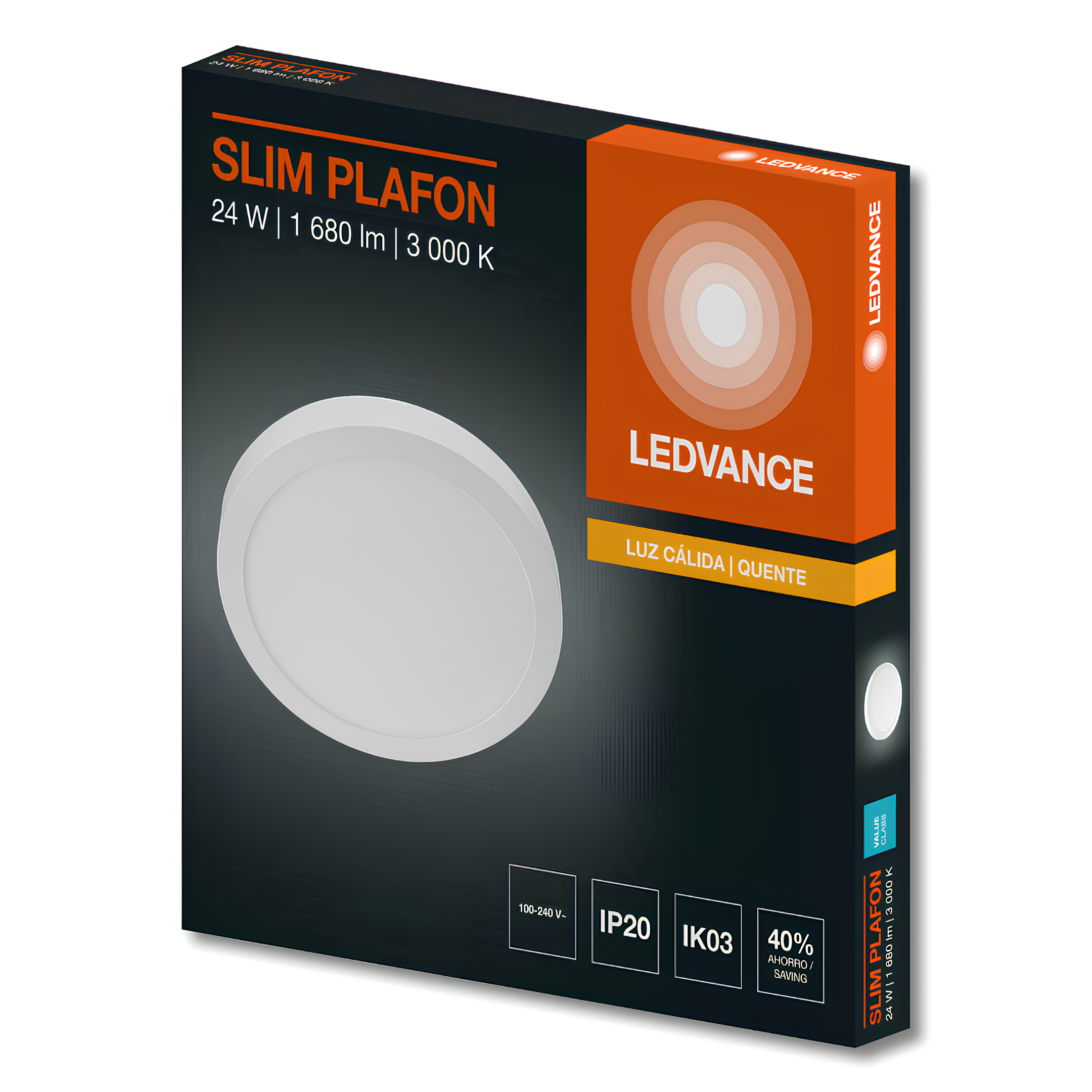 Luminaria Led Sobrepor Redonda Slim 29Cm 24W 1680Lm Ledvance