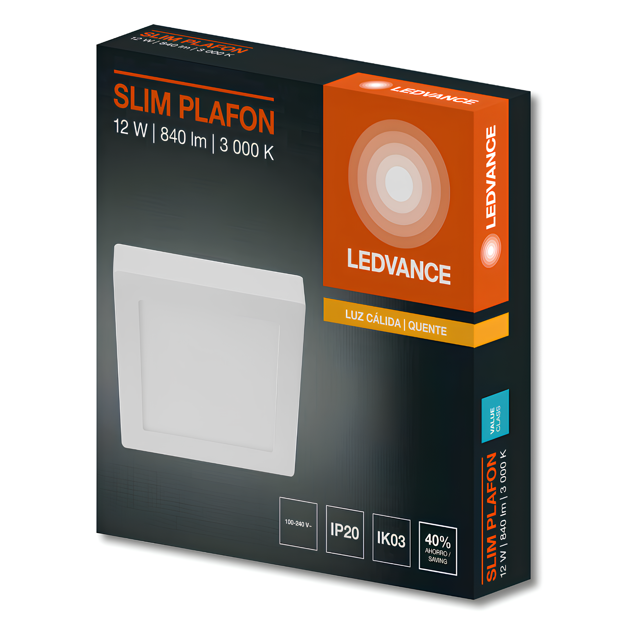 Luminaria Led Sobrepor Quadrada Slim 17Cm 12W 840Lm Ledvance