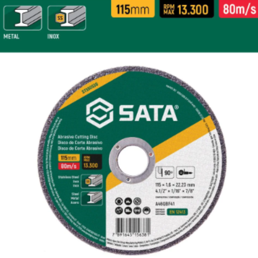 Disco Corte Abrasivo Metal/Inox 4.1/2"X1,6Mm ST55053G Sata