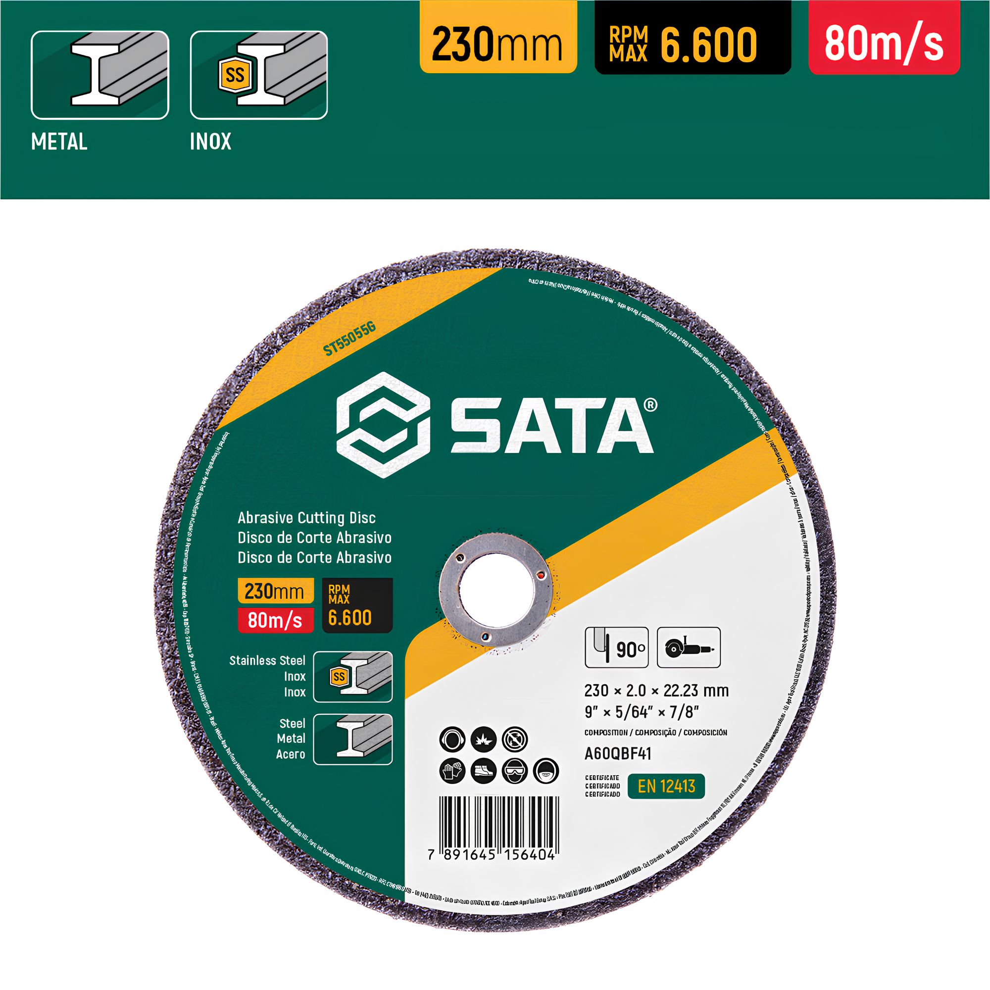 Disco Corte Abrasivo Metal/Inox 9"X2,0Mm ST55055G Sata