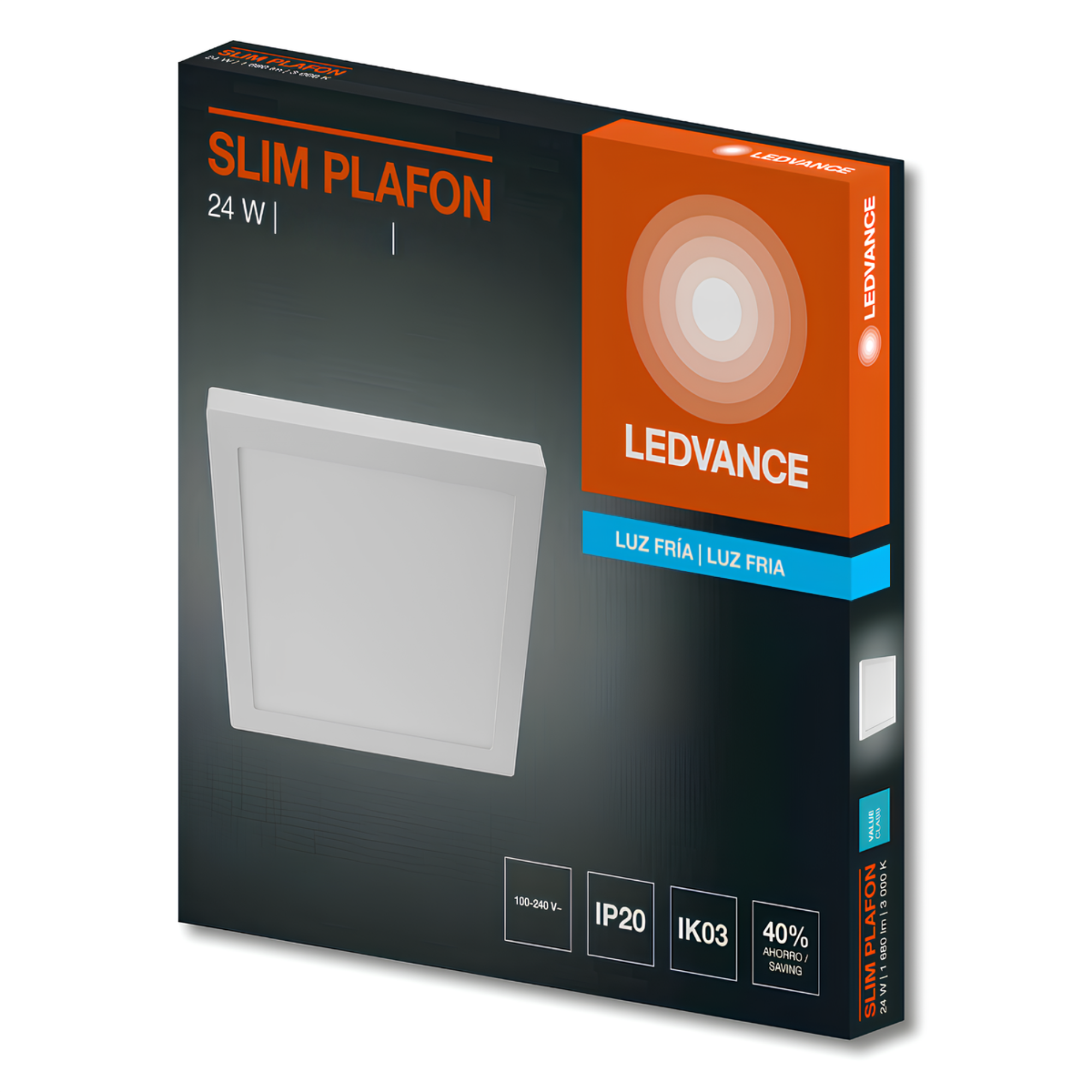 Luminaria Led Sobrepor Quadrada Slim Plafon 29Cm 24W 1680Lm 110º Luminaria Led Sobrepor Quadrada Slim Plafon 29Cm 24W 1680Lm 110º