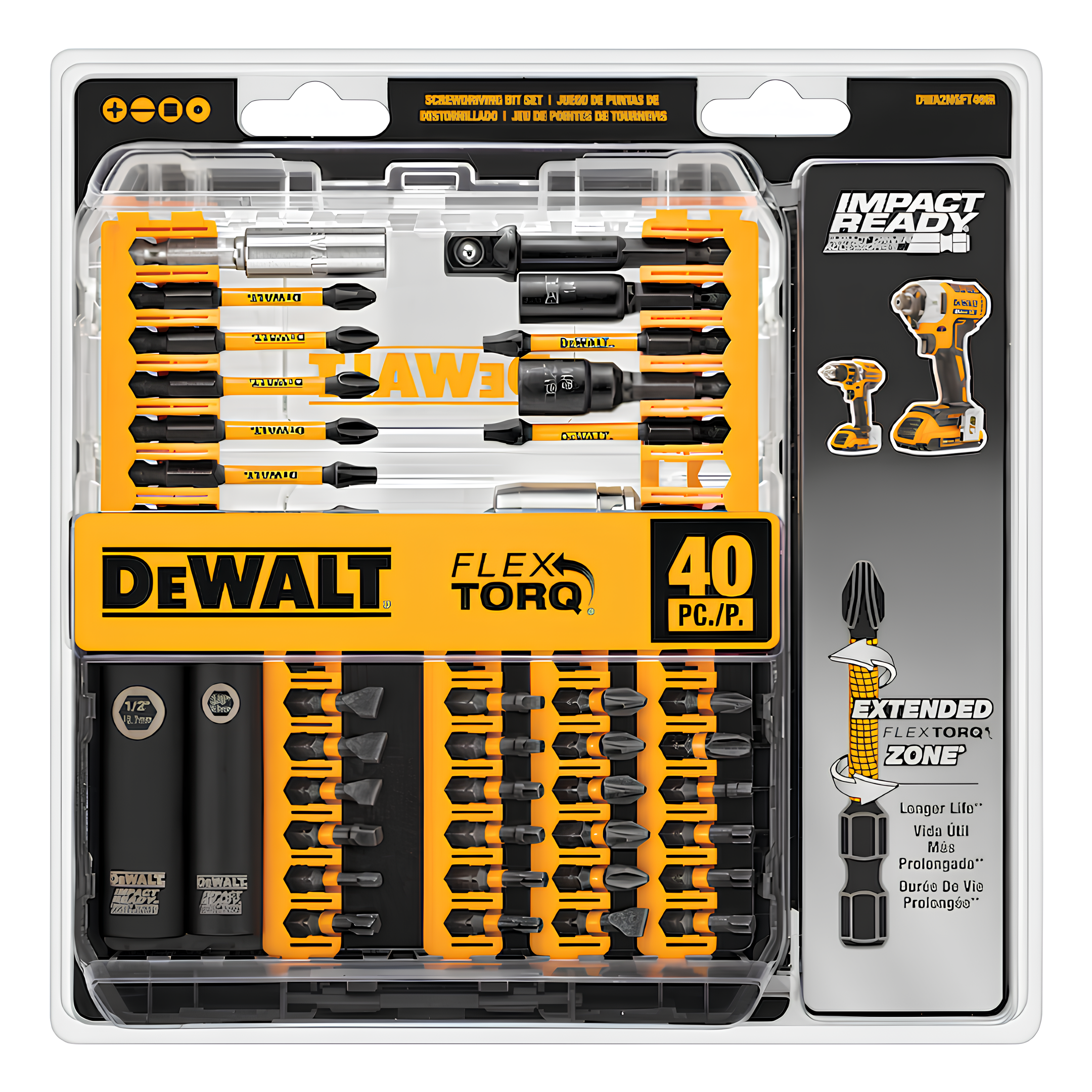 Jogo De Bits 40 Peças Impact Ready Flextorq Dwa2t40ir Dewalt
