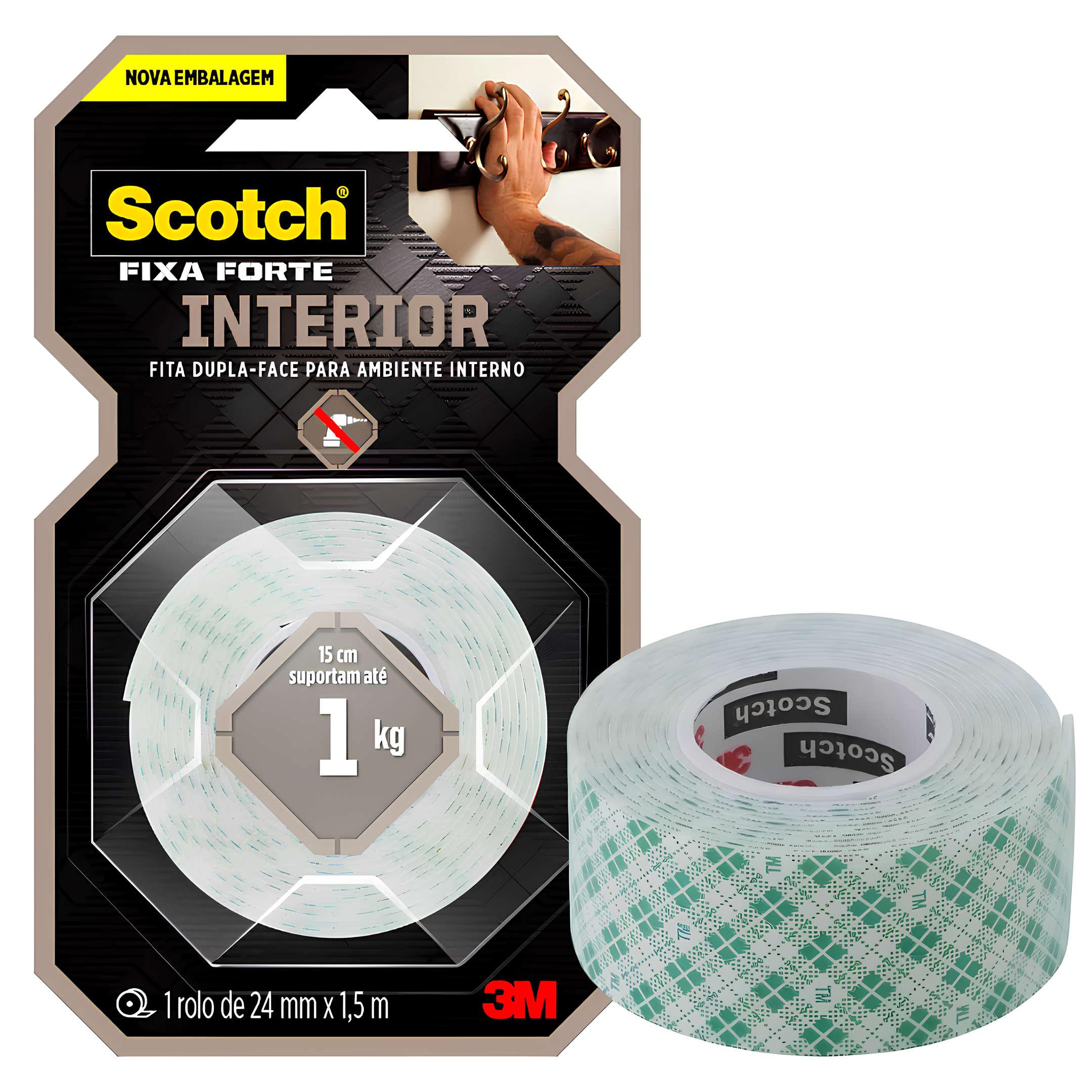 Fita Dupla Face De Espuma Fixa Forte 24Mm X 1,5M 3M Scotch
