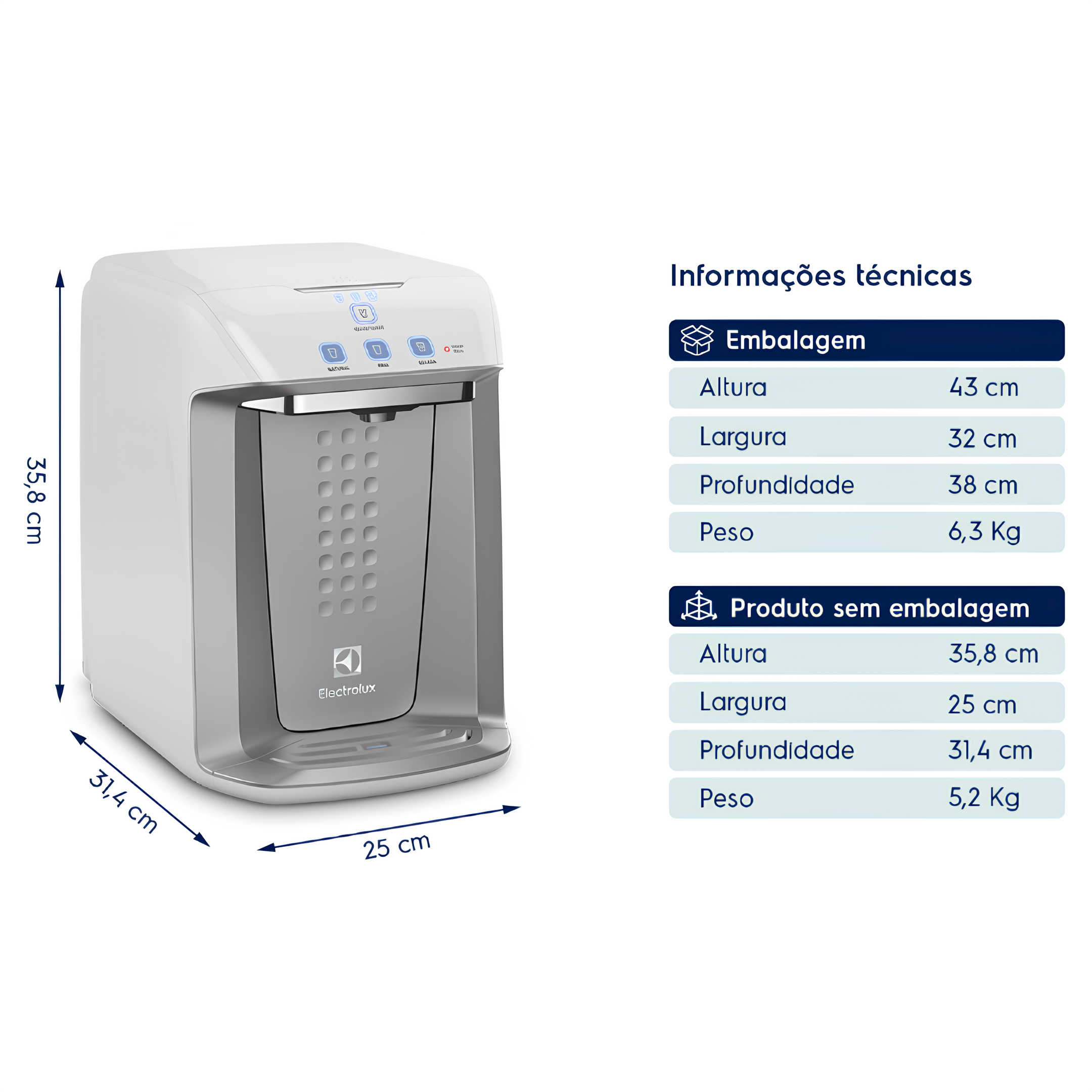 Purificador de Agua Natural e Gelada Bivolt PA21G Electrolux