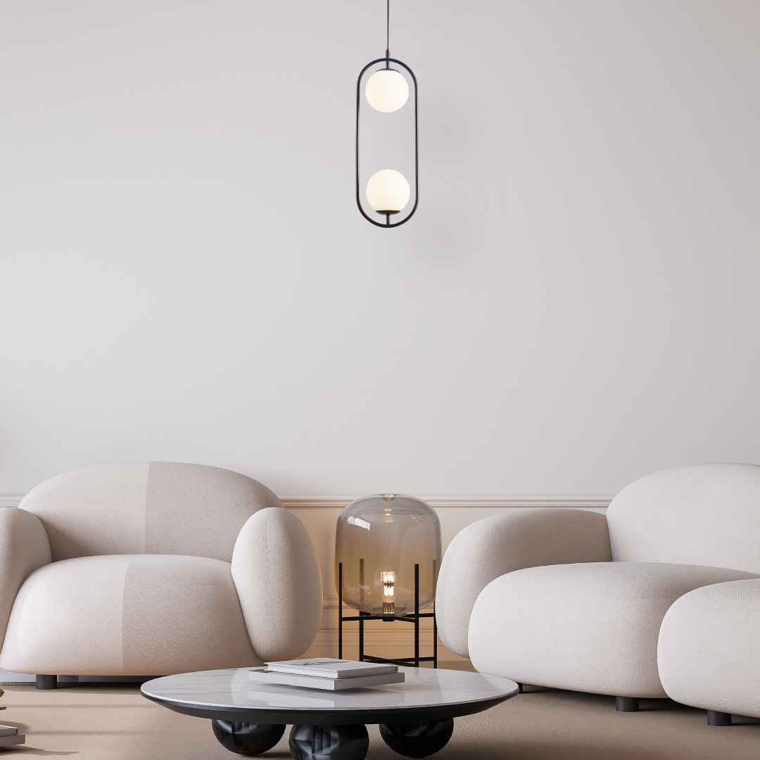 Pendente Pérola Aço 2xG45 54x20cm Aço e Vidro Ip20 E27 Avant