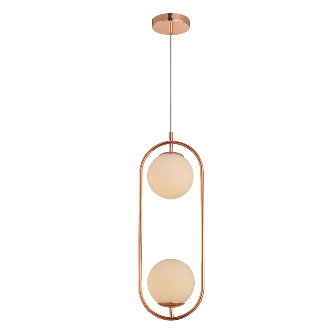 Pendente Pérola Aço 2xG45 54x20cm Aço e Vidro Ip20 E27 Avant