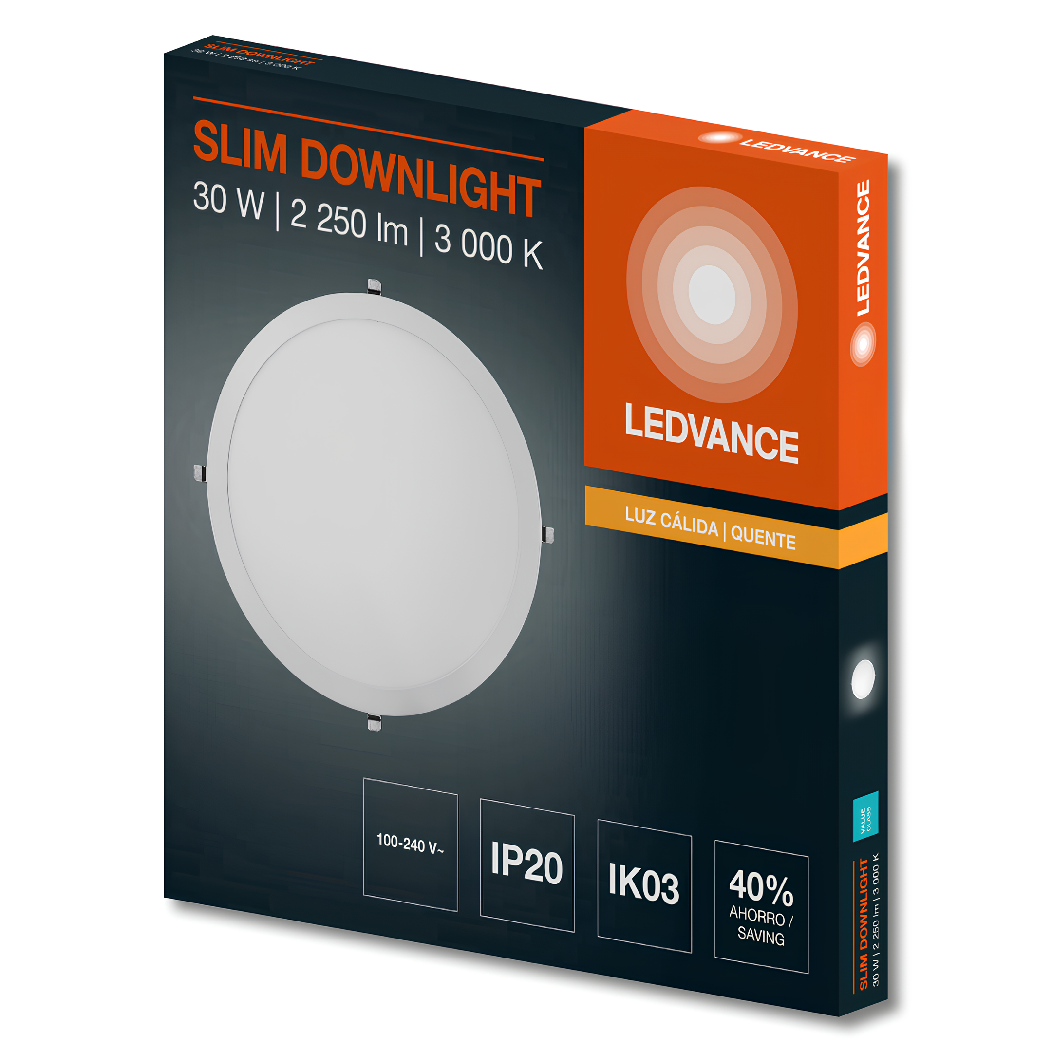 Luminaria Led Redonda Embutir 30W 2250Lm 40Cm Slim Downlight Ledvance