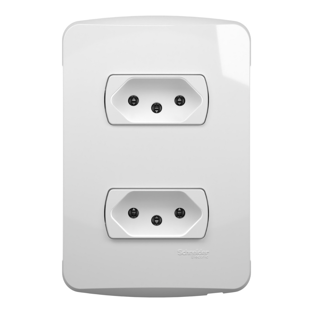 Conjunto 2 Tomadas 2P+T 10A 250V Branco Miluz S3B60440 Schneider