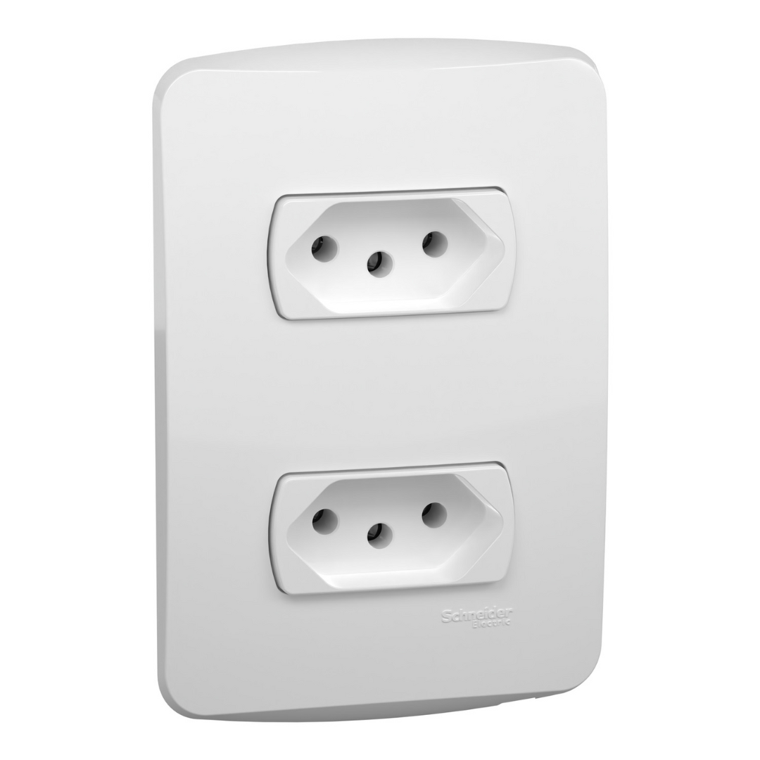 Conjunto 2 Tomadas 2P+T 10A 250V Branco Miluz S3B60440 Schneider