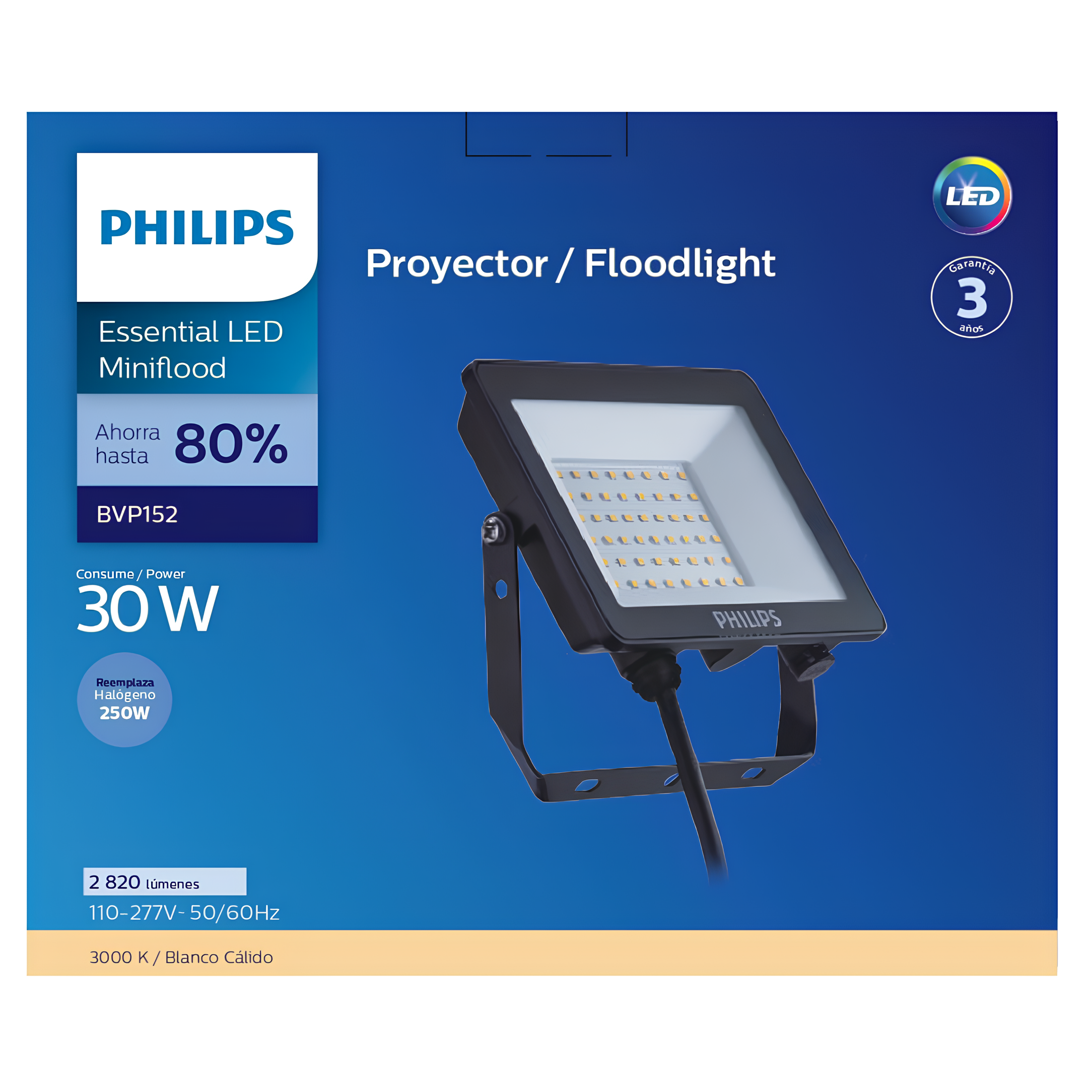 Refletor Led Bvp152 30W 3000Lm 120° Ip65 Bivolt Essential Flood G3 Philips