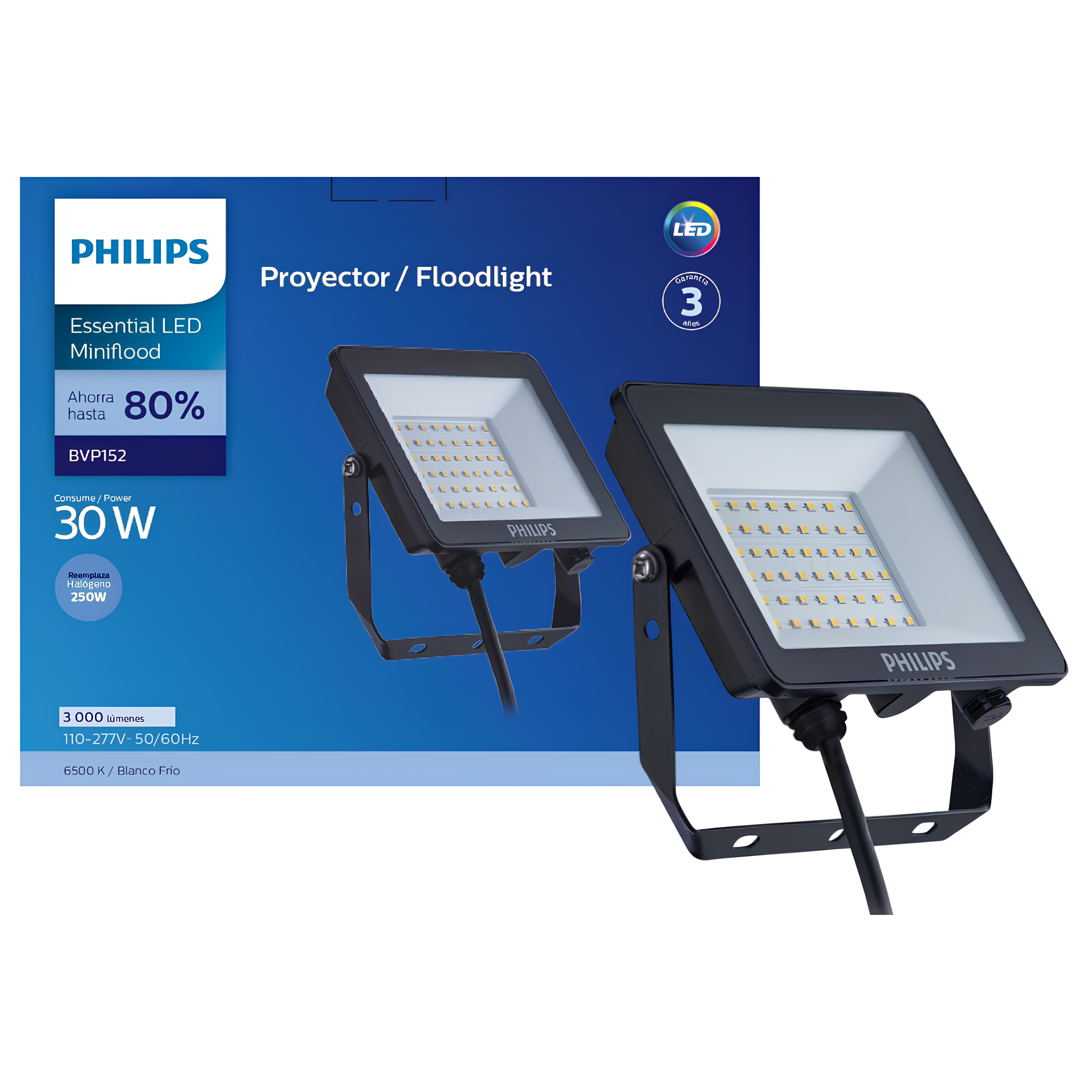 Refletor Led Bvp152 30W 3000Lm 120° Ip65 Bivolt Essential Flood G3 Philips