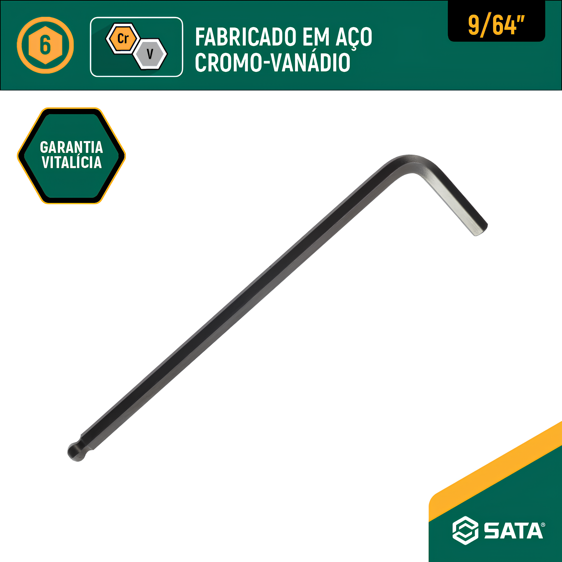 Chave Hexagonal Abaulada 9/64" ST84804L Sata