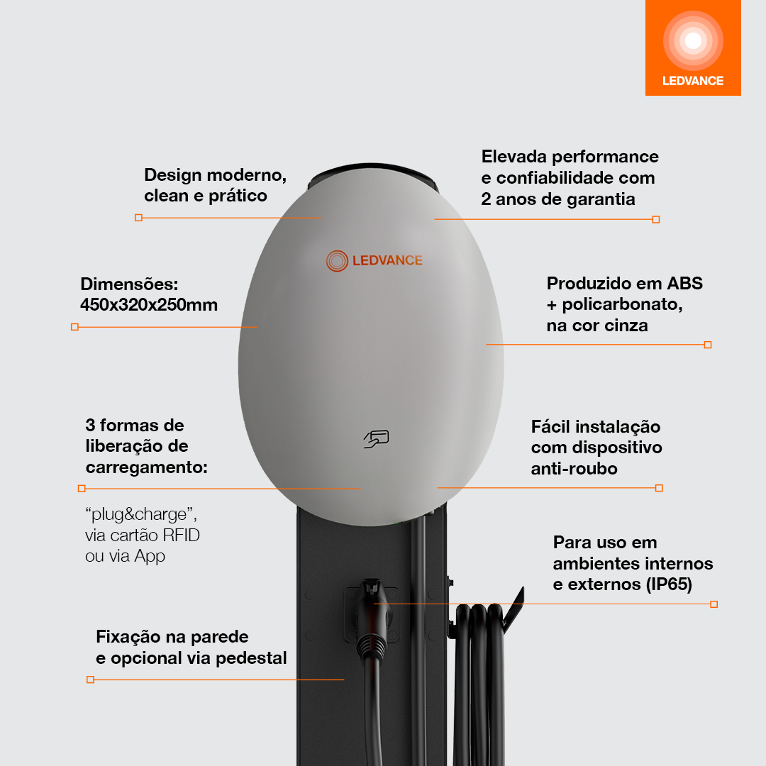 Carregador Veicular Smart Energy 22Kw 32A 380V Ip65 Ledvance