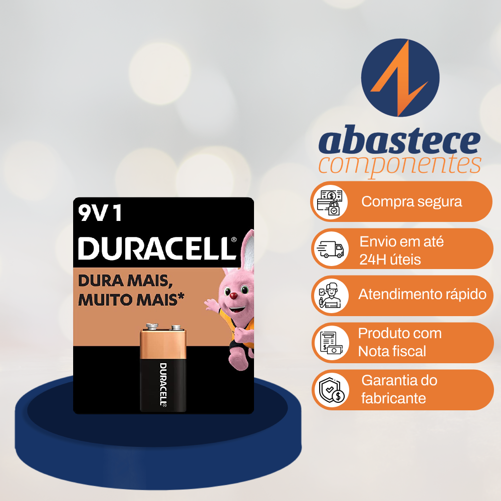 Pilha Bateria Alcalina 9V Duracell