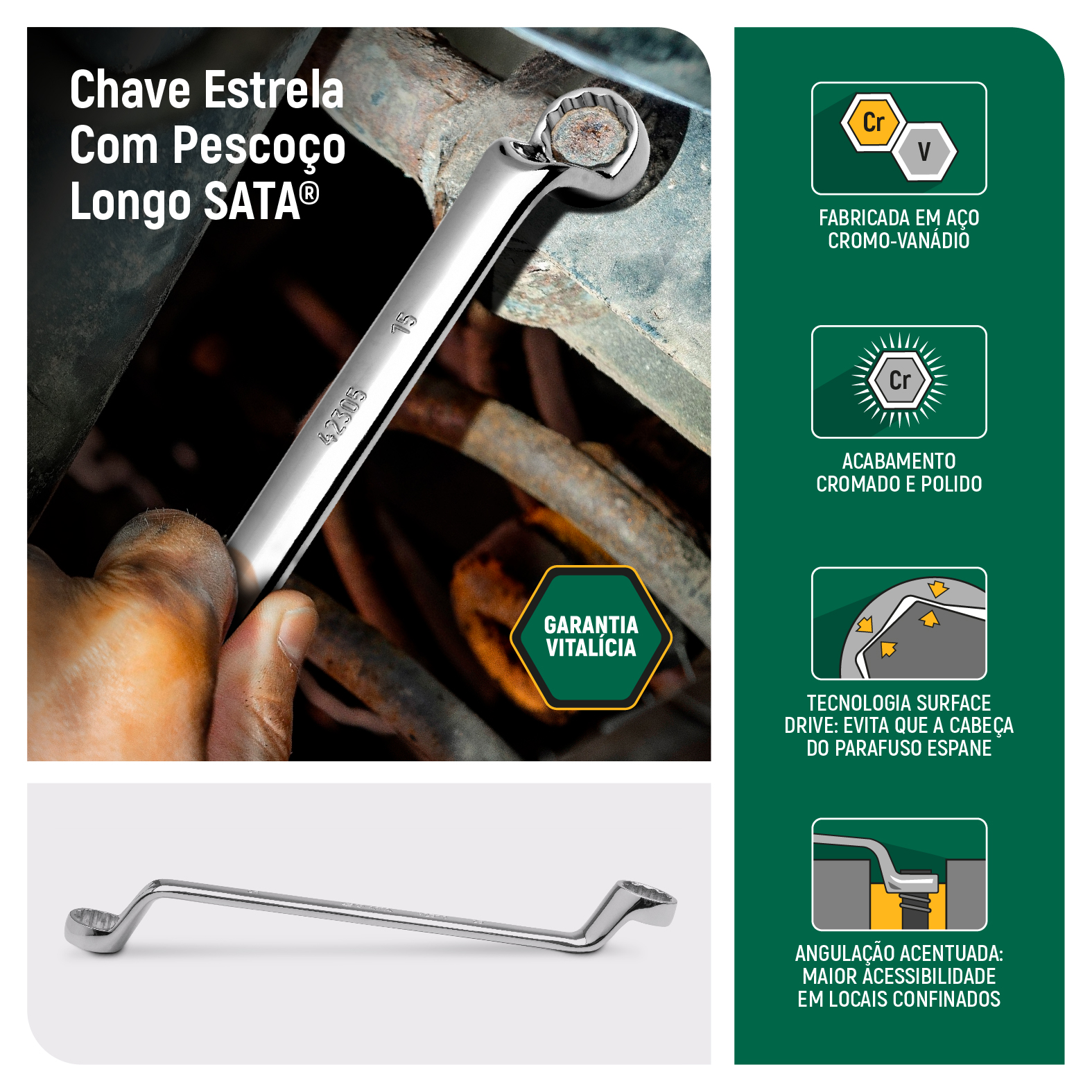 Jogo Chave Estrela Angulada 8Pç 6X7 A 21X23mm St08004g Sata