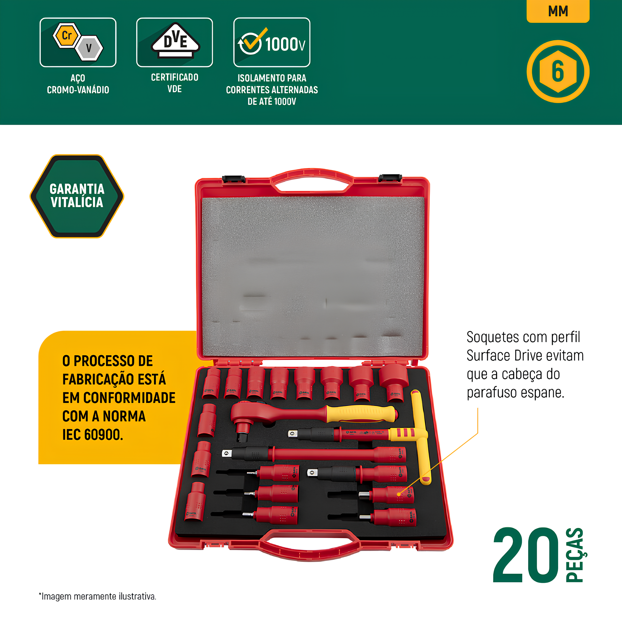 Jogo De Ferramentas Vde 20 Peças ST09267 Sata Jogo De Ferramentas Vde 20 Peças ST09267 Sata
