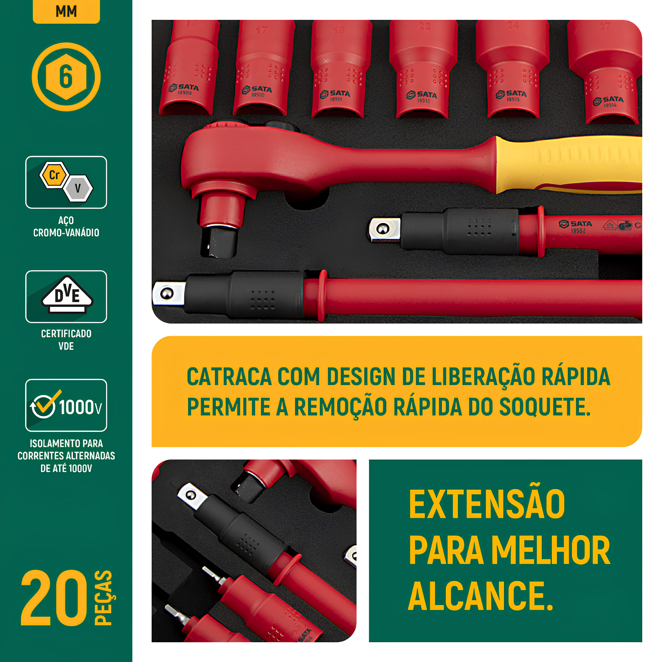 Jogo De Ferramentas Vde 20 Peças ST09267 Sata Jogo De Ferramentas Vde 20 Peças ST09267 Sata