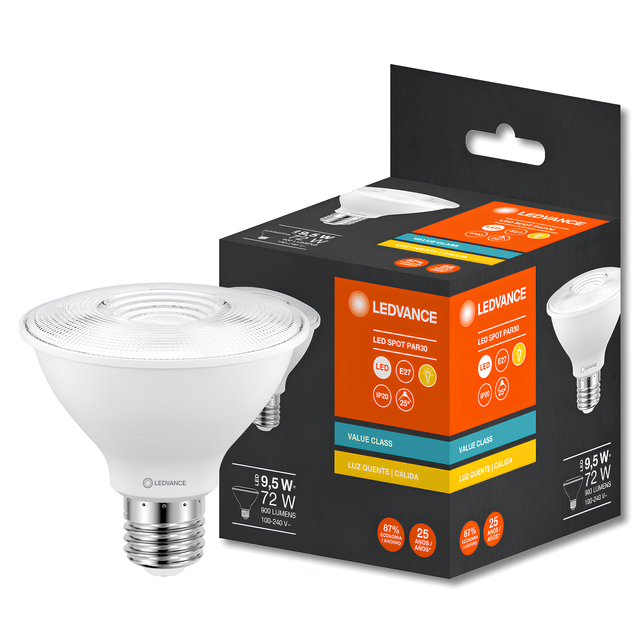 Lampada Led Par30 9,5W 900Lm 25° Ip20 Bivolt E27 Ledvance