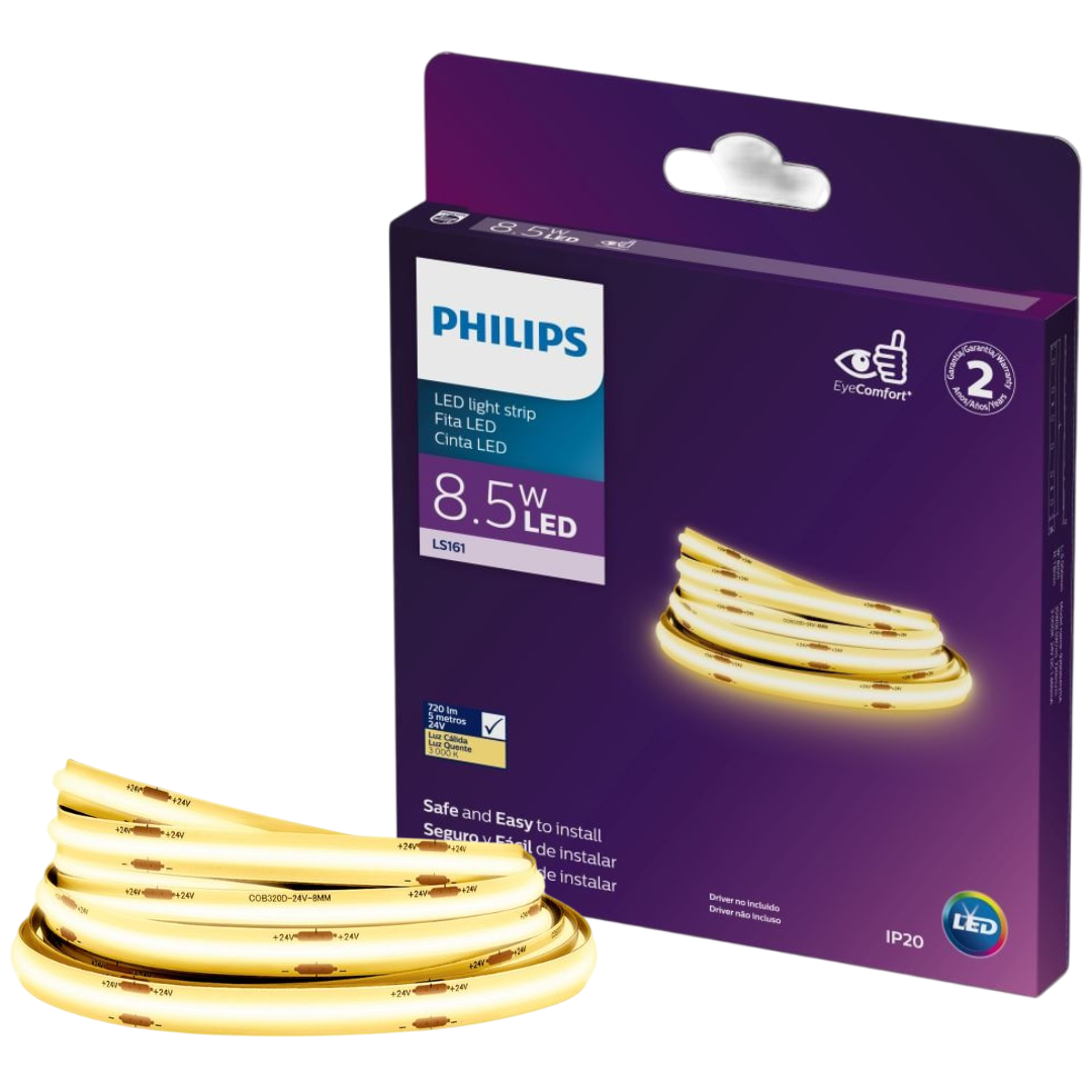 Fita Led Continua Cob Ls161 5M 8,5W/M 720Lm/M 24V Philips