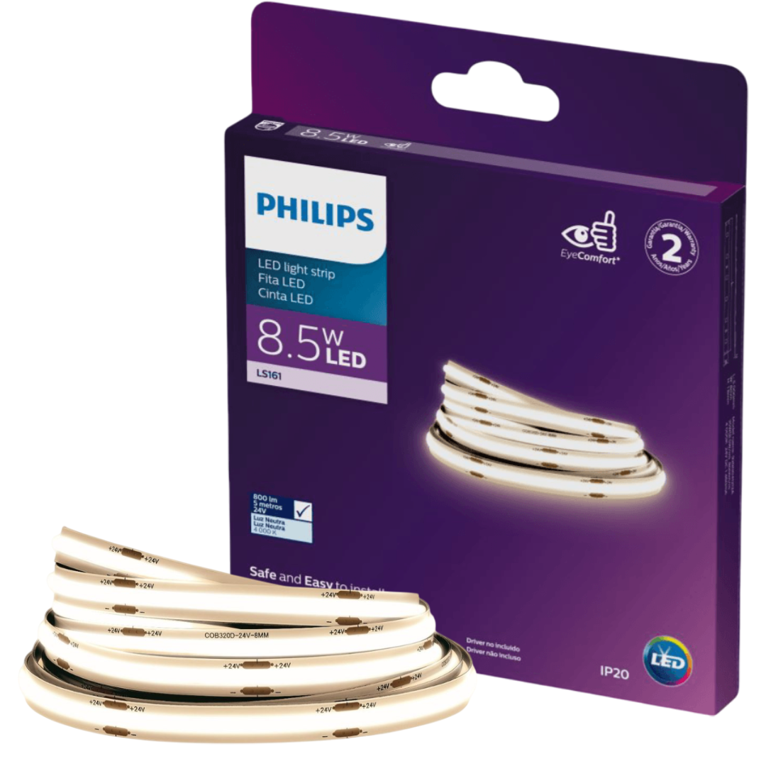 Fita Led Continua Cob Ls161 5M 8,5W/M 720Lm/M 24V Philips