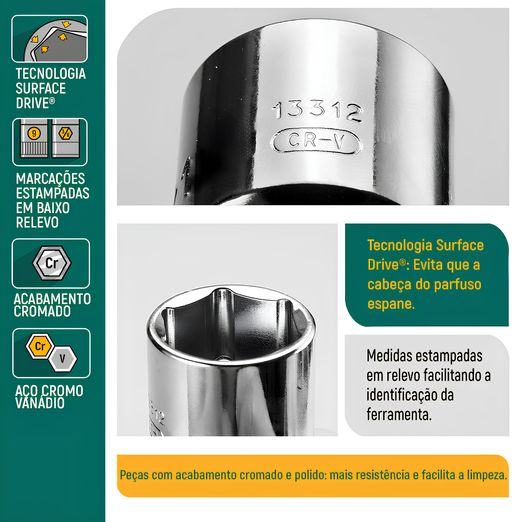 Soquete Sextavado 1/4" De 4,5mm ST11303SC Sata