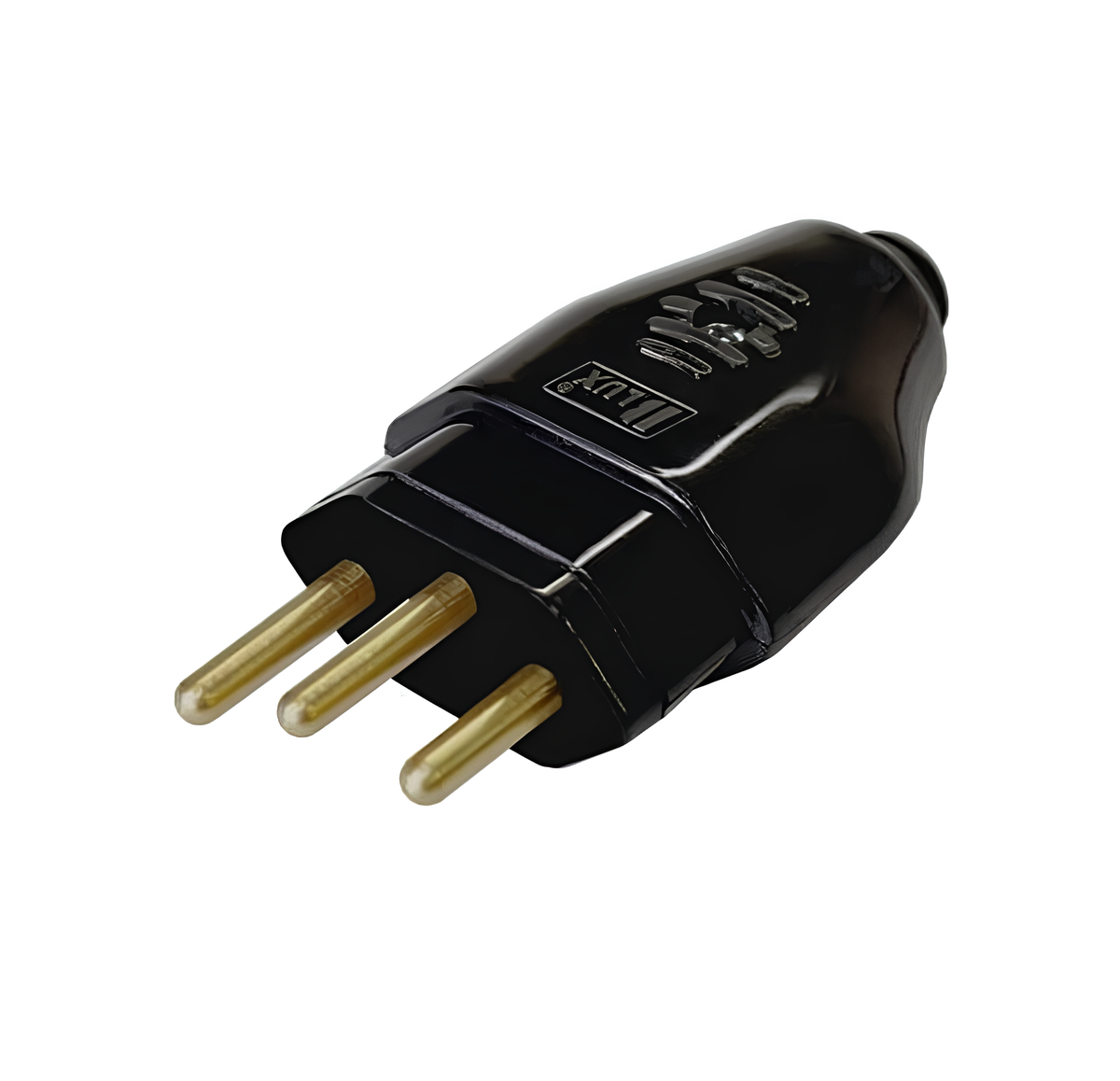 Plugue Macho 180º 2P+T 10A Preto 10307-1 Blux