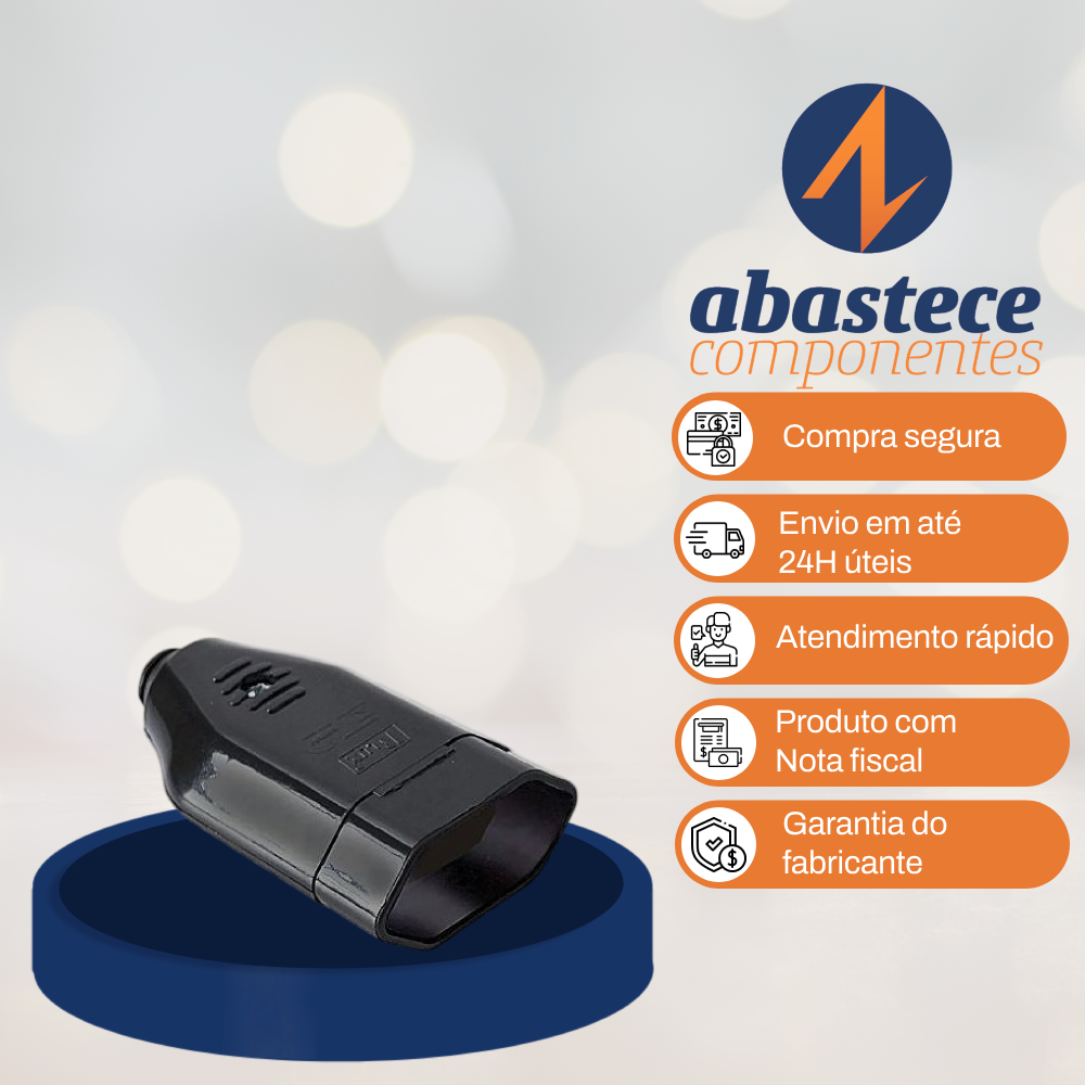 Tomada Desmontável 180º 2P+T 20A Preto 10318-7 Blux
