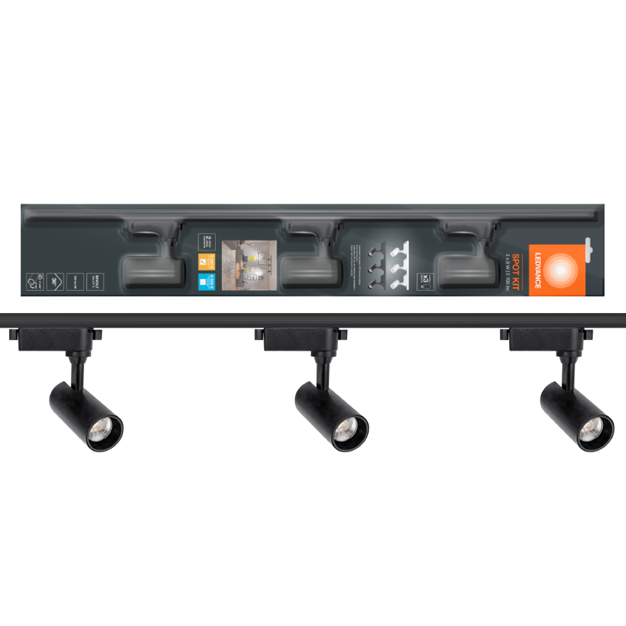 Kit Spot Led+ Trilho Eletrificado Eco Pt 3x9W 900Lm Ledvance