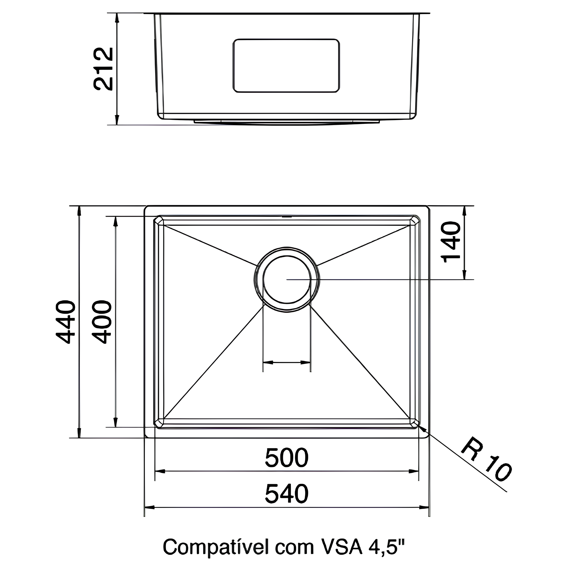Cuba Simples Bistrô 50x40x20 Escovado CV 4,5 02112416 Docol