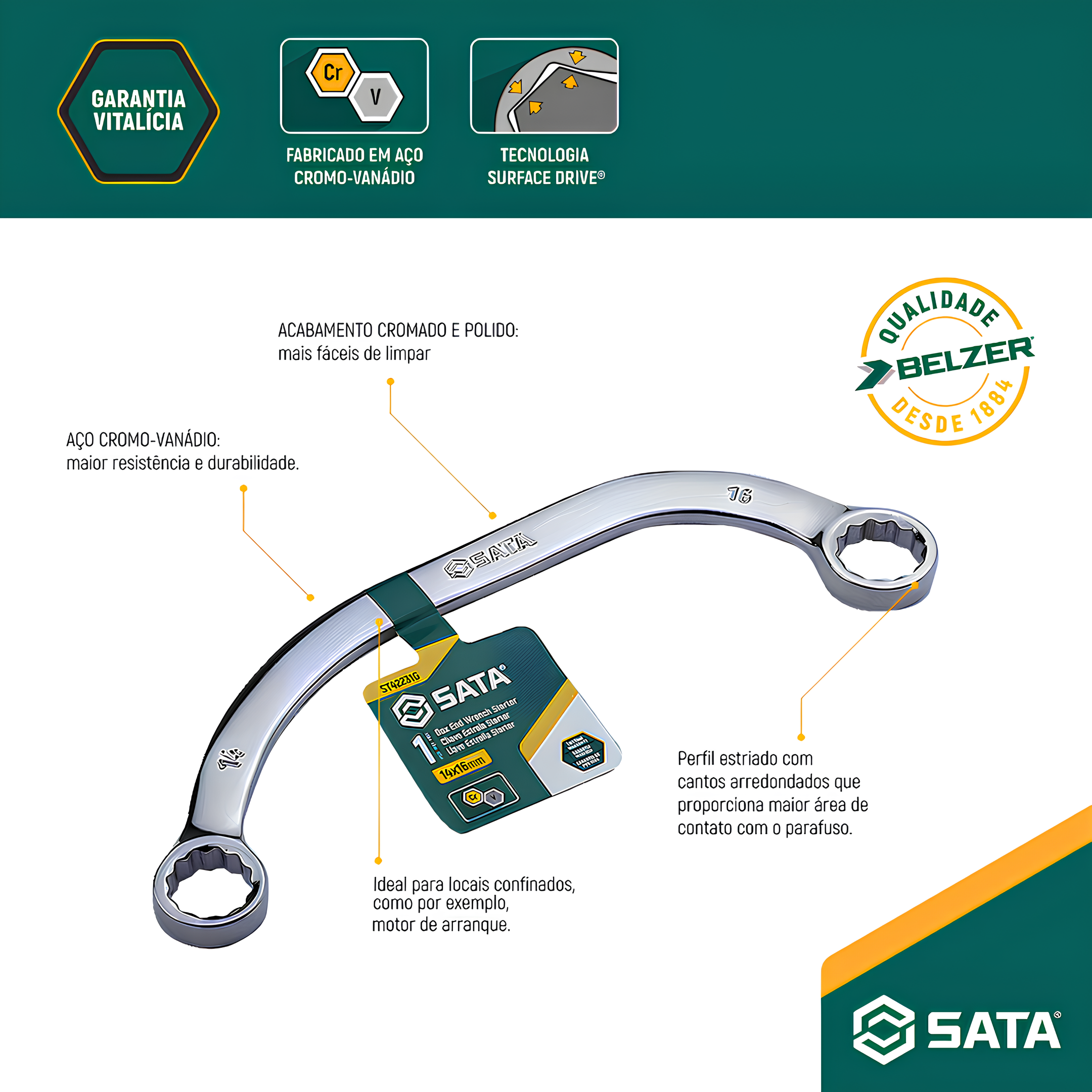 Chave Estrela Starter 11X13Mm ST42230G Sata