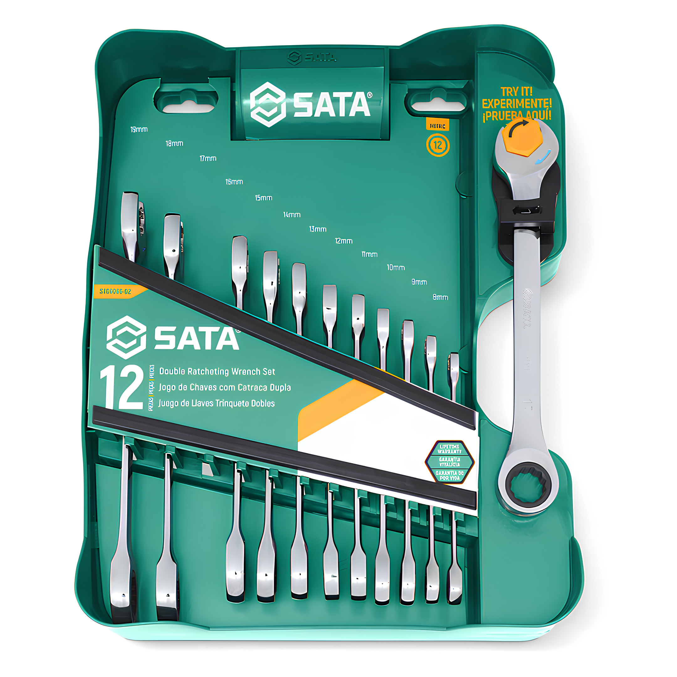 Jogo Chave Combinada Catraca Speedy 8-19mm 12 Pçs ST09066-02 Sata