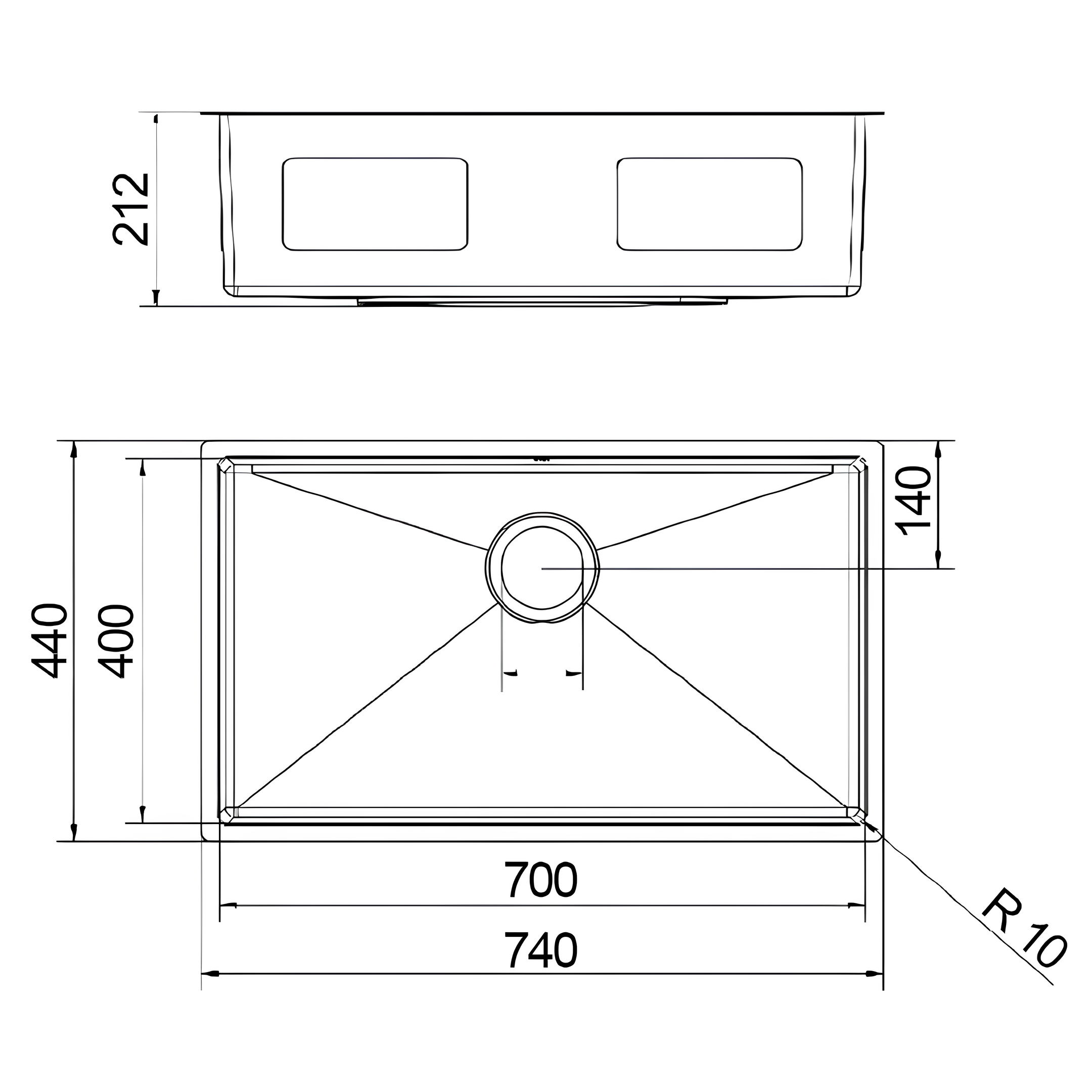 Cuba Simples Bistrô 70x40x20 Escovado CV 4,5" 02112516 Docol