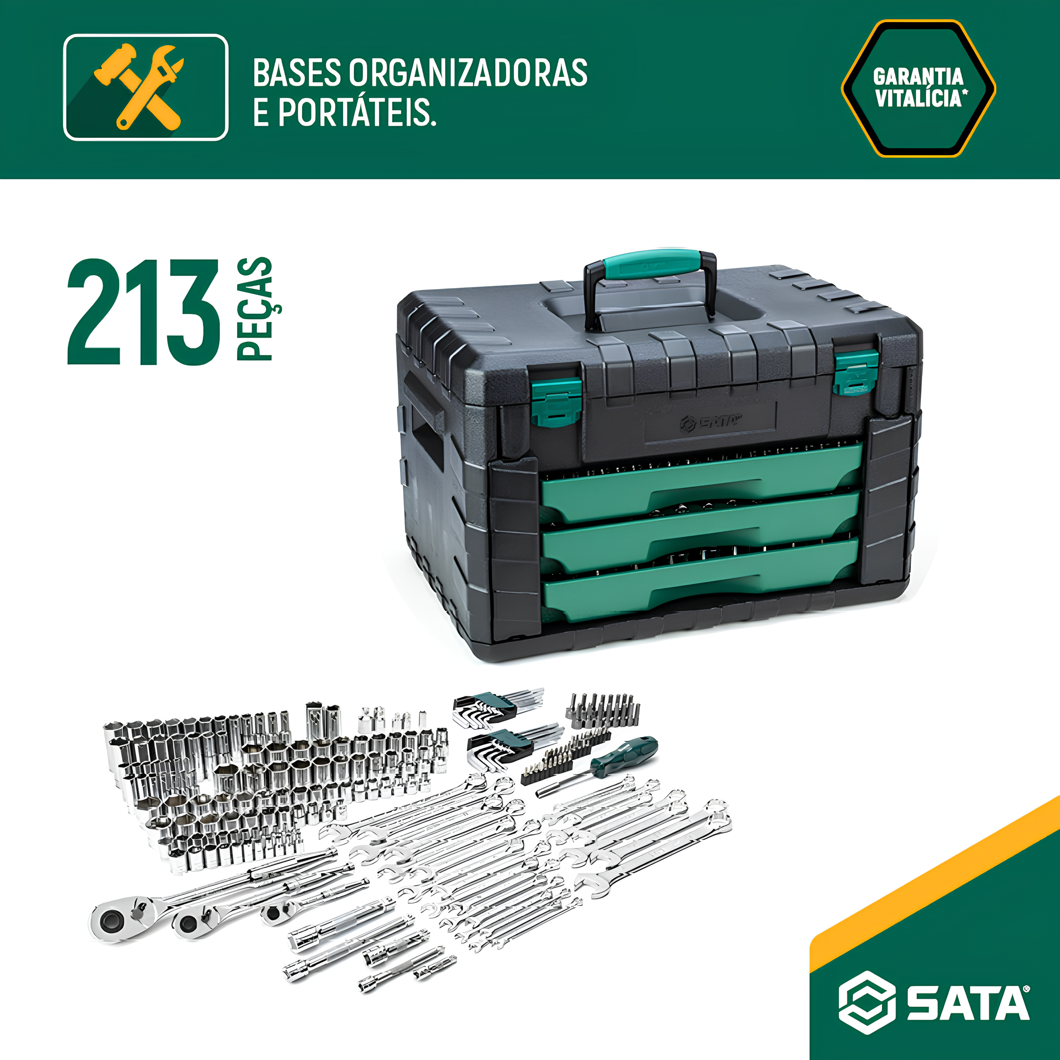 Caixa Gabinete Com 3 Gavetas 213 Peças ST09512U Sata