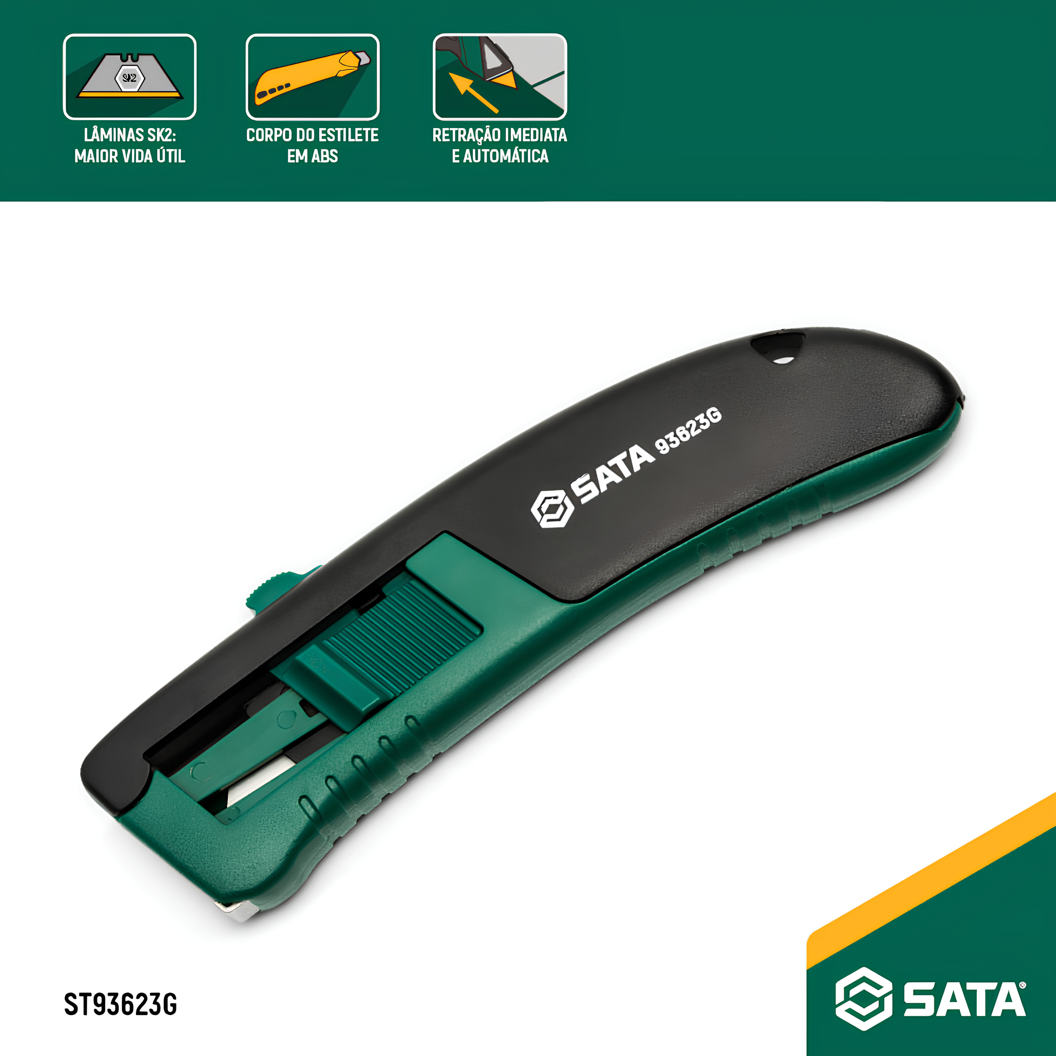 Estilete De Segurança Auto-Retrátil Trapezoidal ST93623G Sata