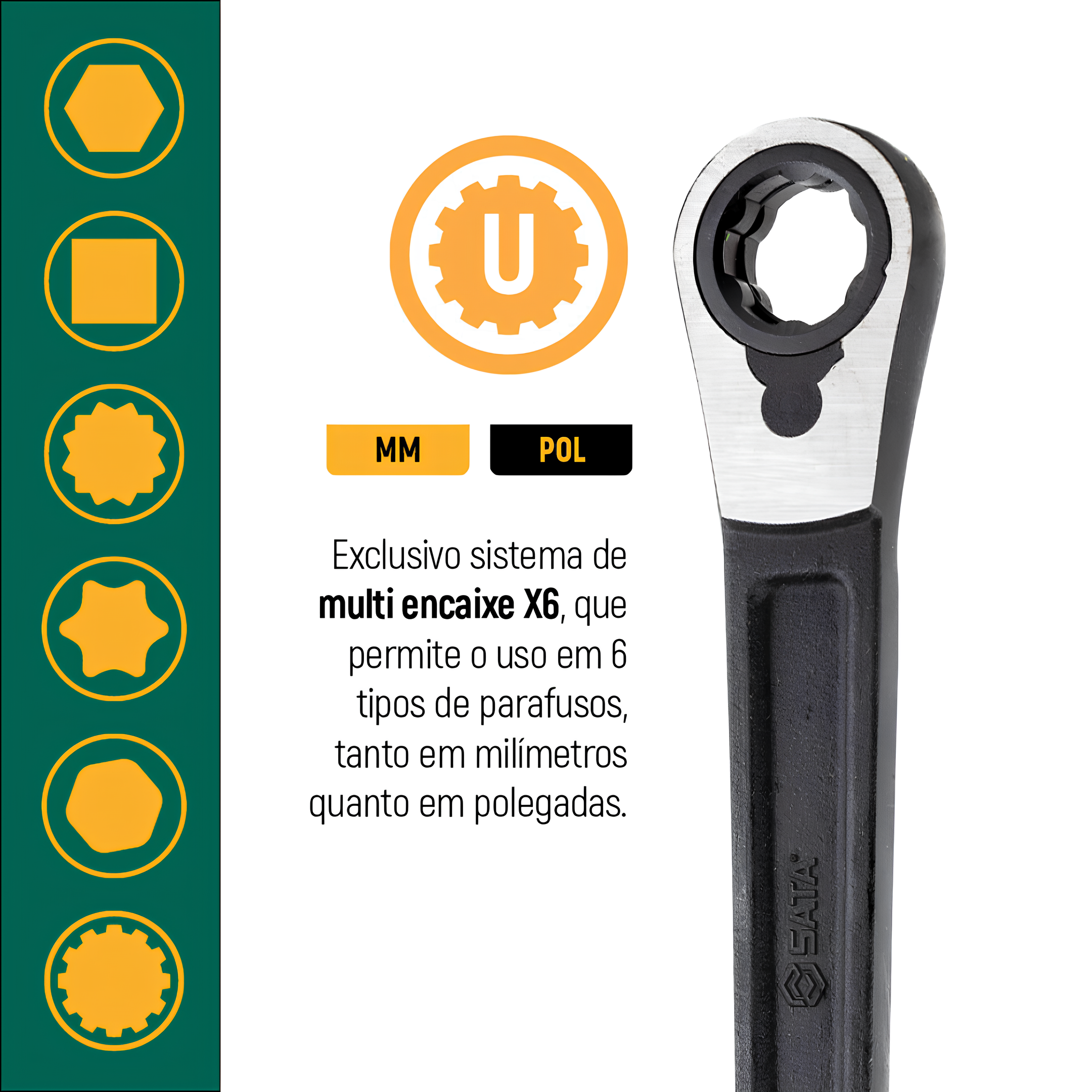 Jogo Soqutes Vortex X6 Chave Ajustável 11 Peças ST09000 Sata
