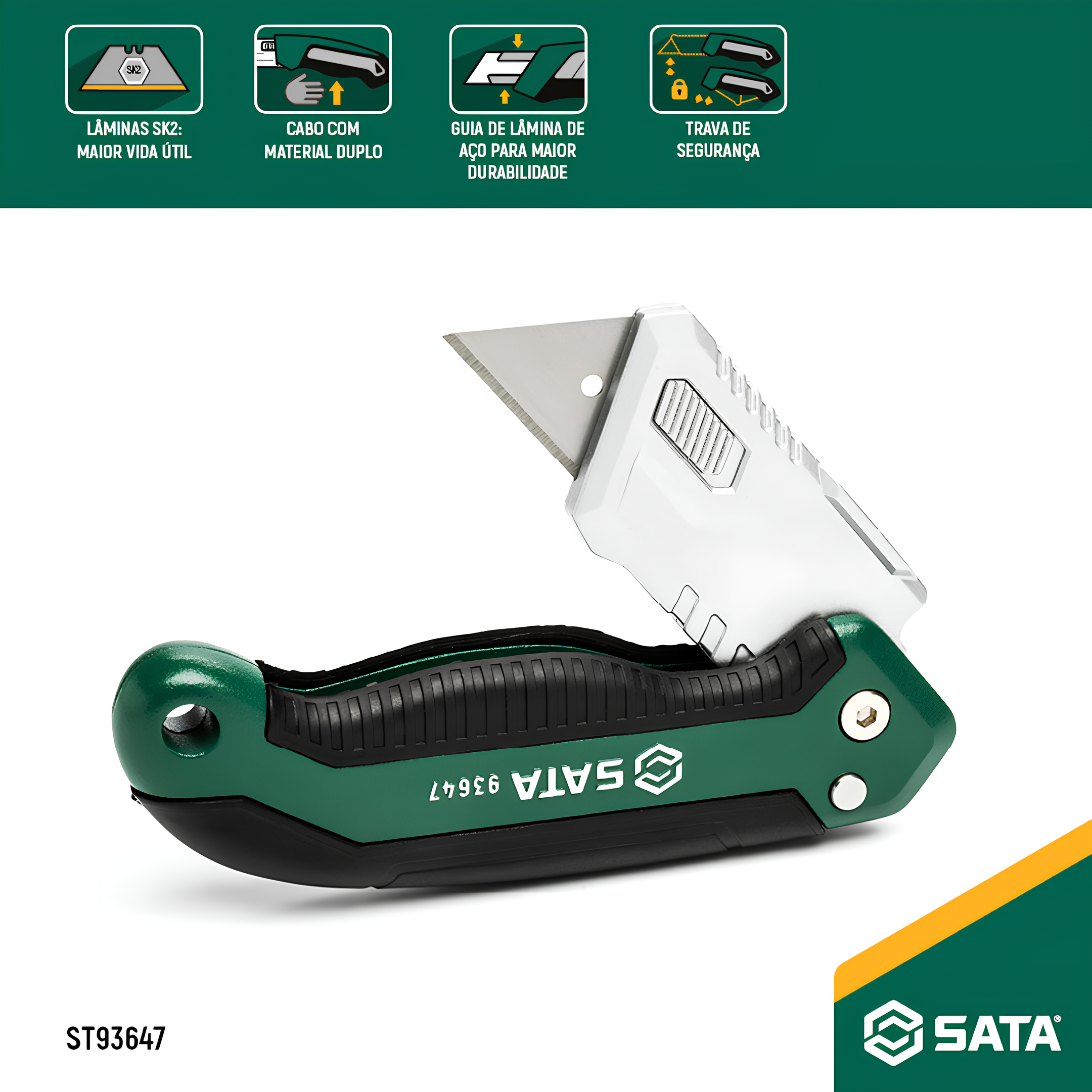 Estilete Profissional Reforçado Dobrável 18Mm ST93647 Sata