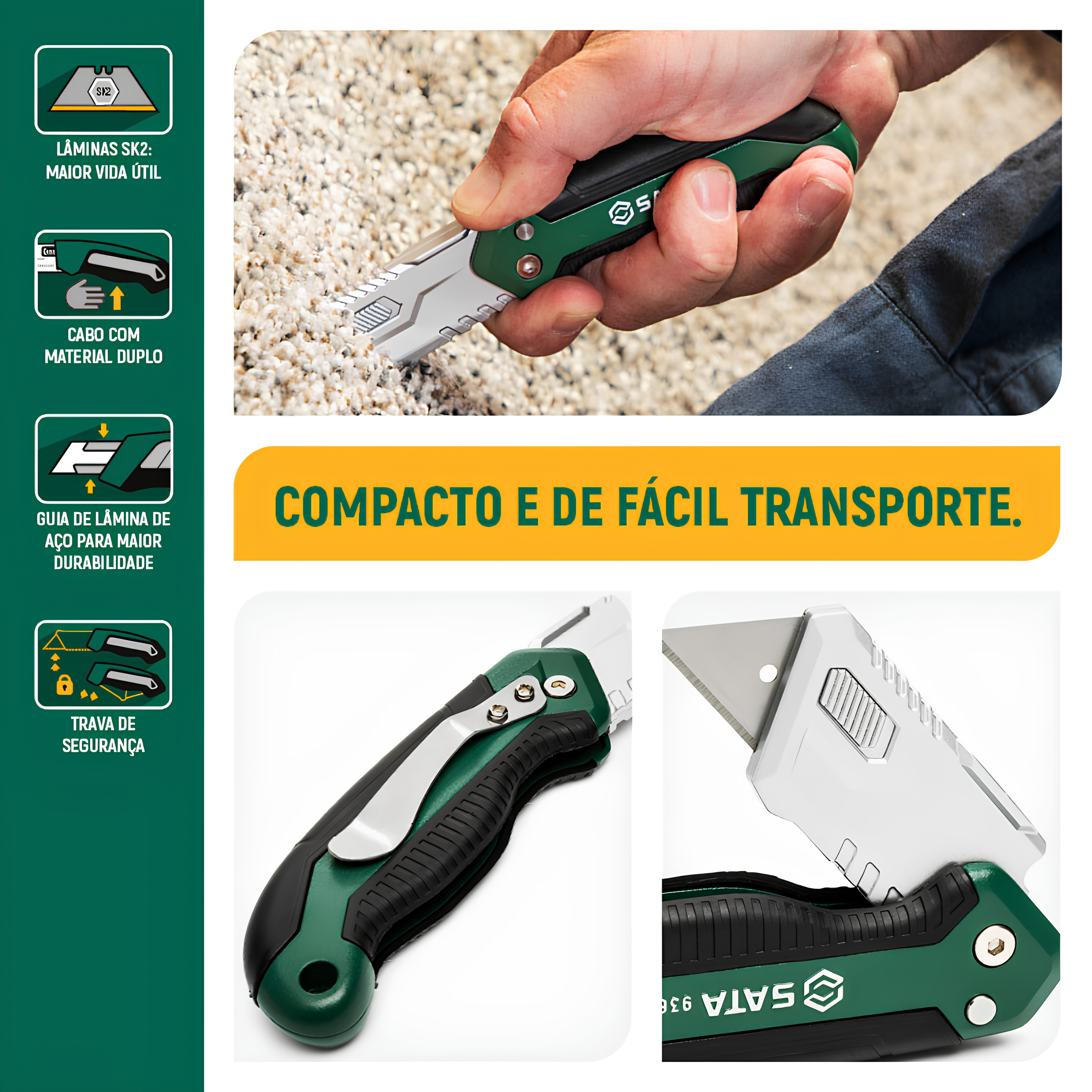 Estilete Profissional Reforçado Dobrável 18Mm ST93647 Sata