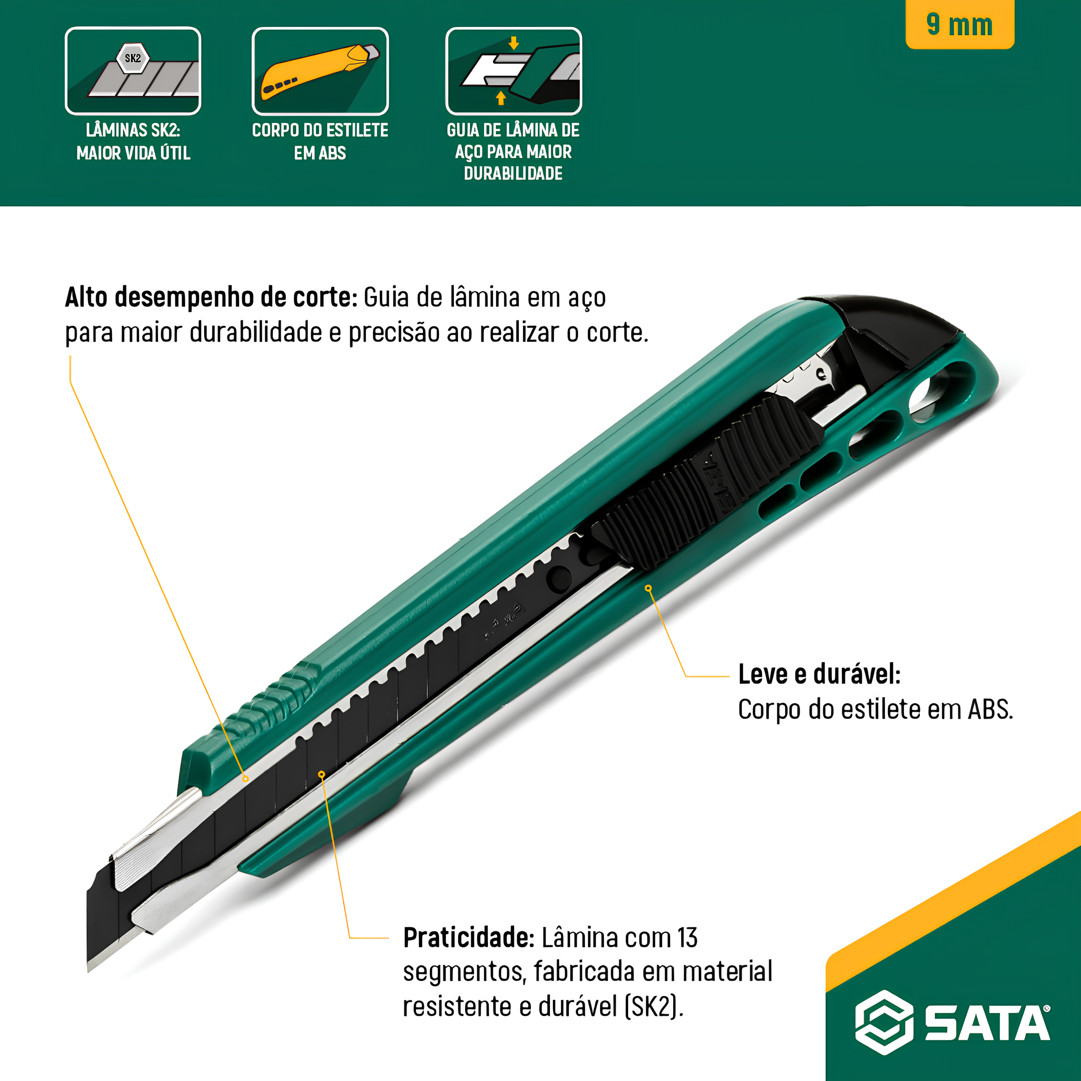 Estilete Retrátil 9Mm ST93426SC Sata
