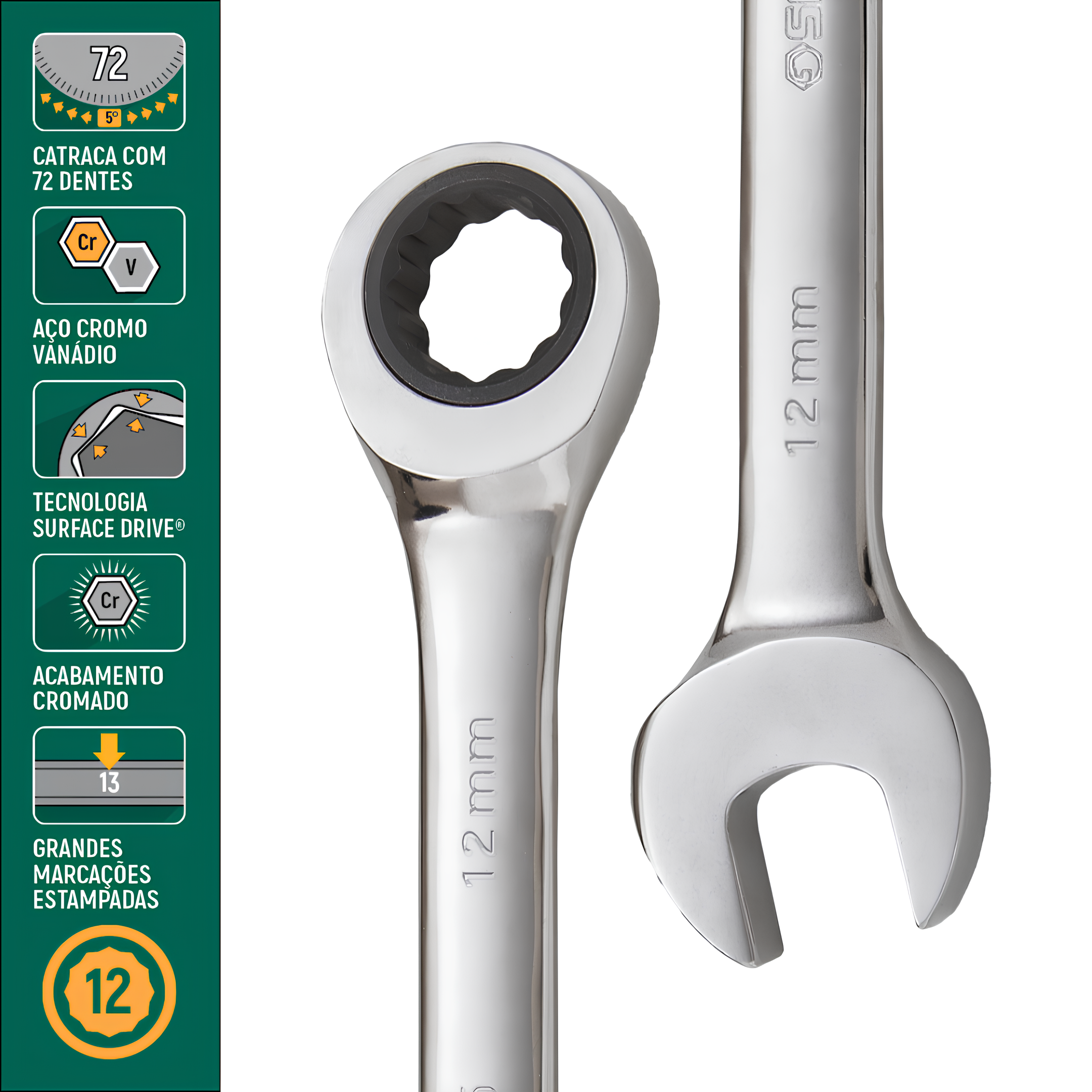 Jogo De Chave Combinada Catraca 8 A 24Mm 16 Pçs ST08034L Sata