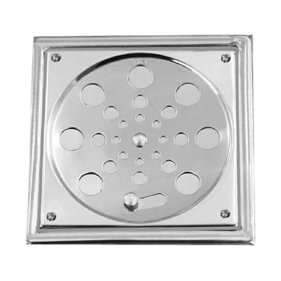 Grelha Aço Inox Quadrada De 10Cm Vedação Rotativa + Caixilho + Parafuso