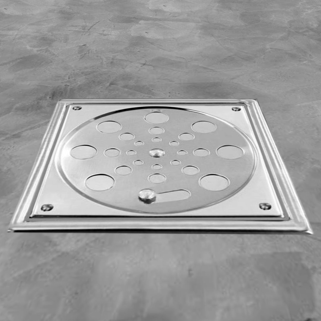 Grelha Aço Inox Quadrada De 10Cm Vedação Rotativa + Caixilho + Parafuso