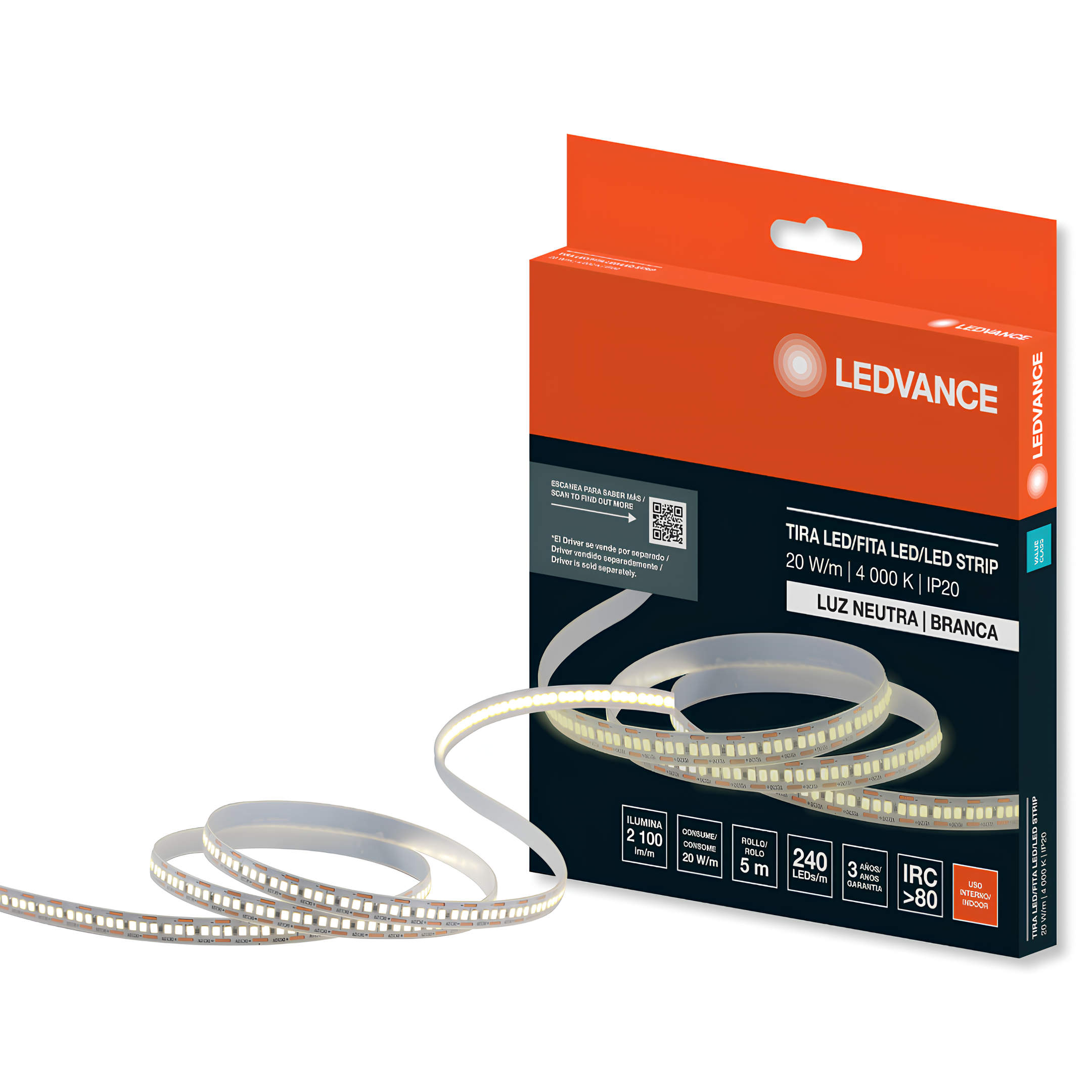Fita Led Value Smd 2835 5M 20W/M 2000 Lm/M Ip20 12V Ledvance