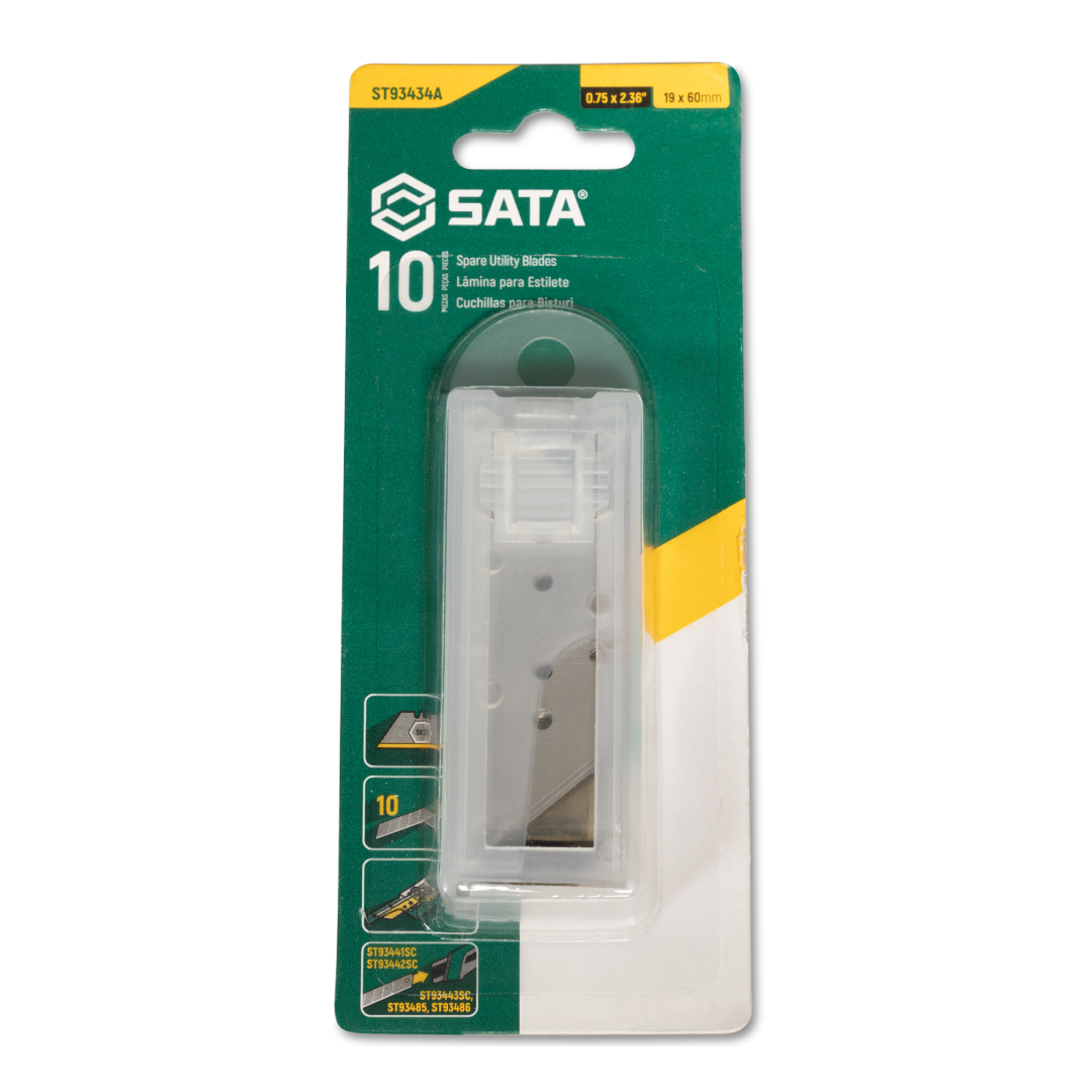 Jogo De Lâminas P/ Estilete Trapezoidal 10 Pcs St93434a Sata