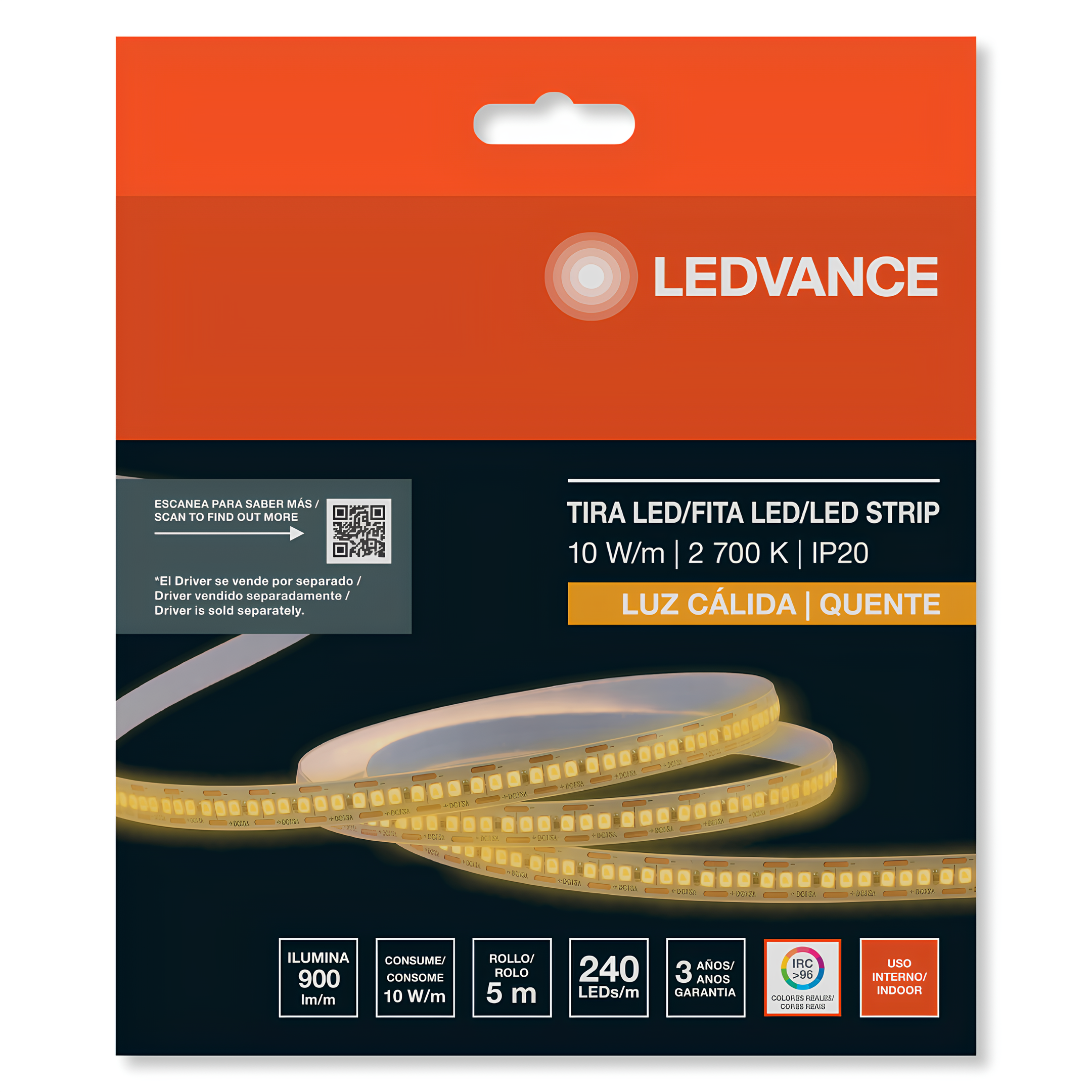 Fita Led 5M Ip20 900Lm/M 10W/M 12V Irc96 Smd2835 Value Ledvance