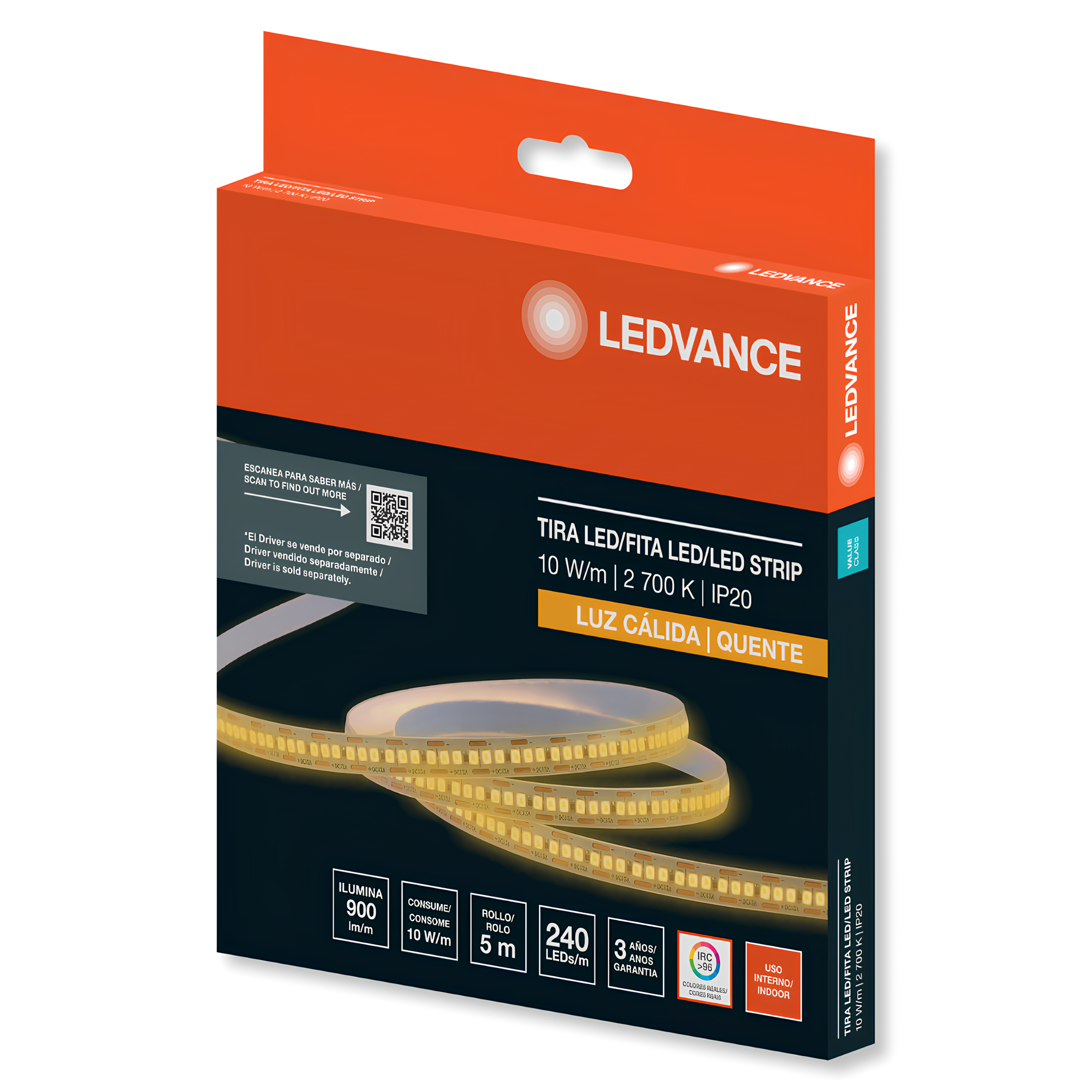 Fita Led 5M Ip20 900Lm/M 10W/M 12V Irc96 Smd2835 Value Ledvance