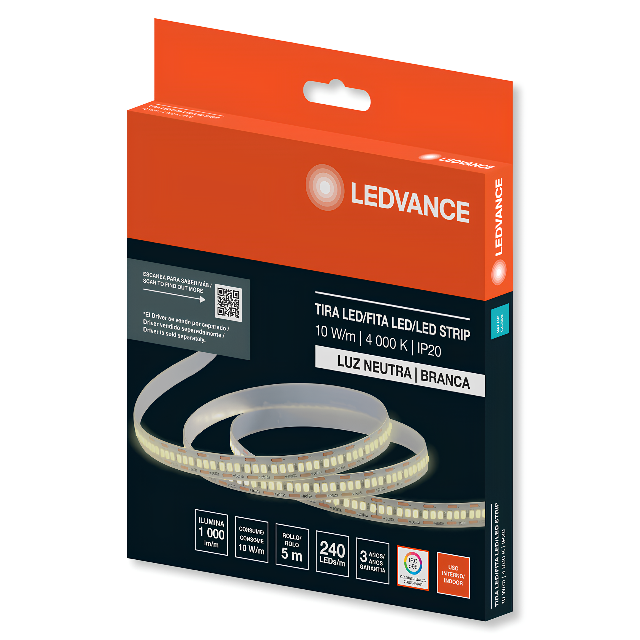 Fita Led 5M Ip20 900Lm/M 10W/M 12V Irc96 Smd2835 Value Ledvance