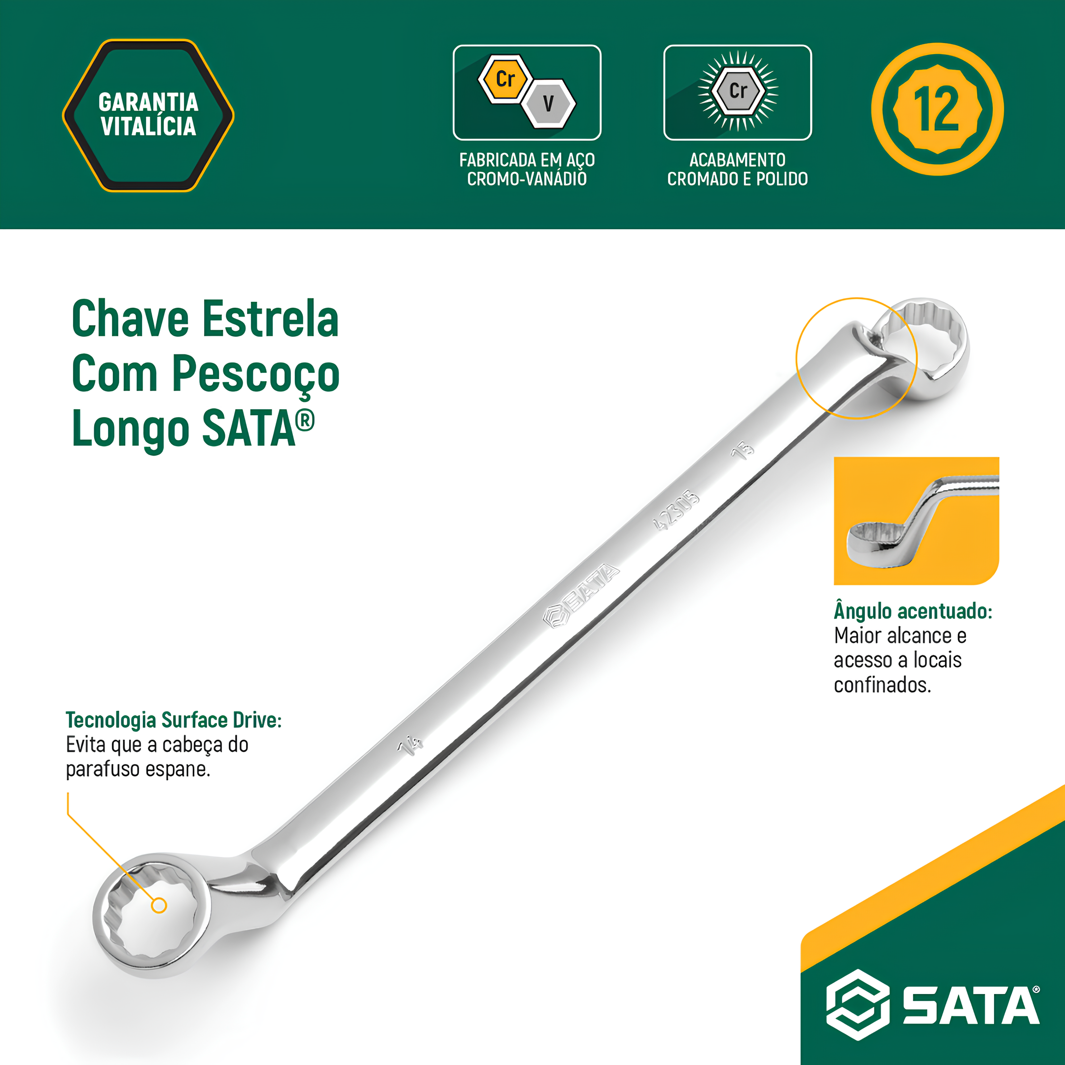 Chave Estrela Angulada 75° 10X11Mm ST42215G Sata