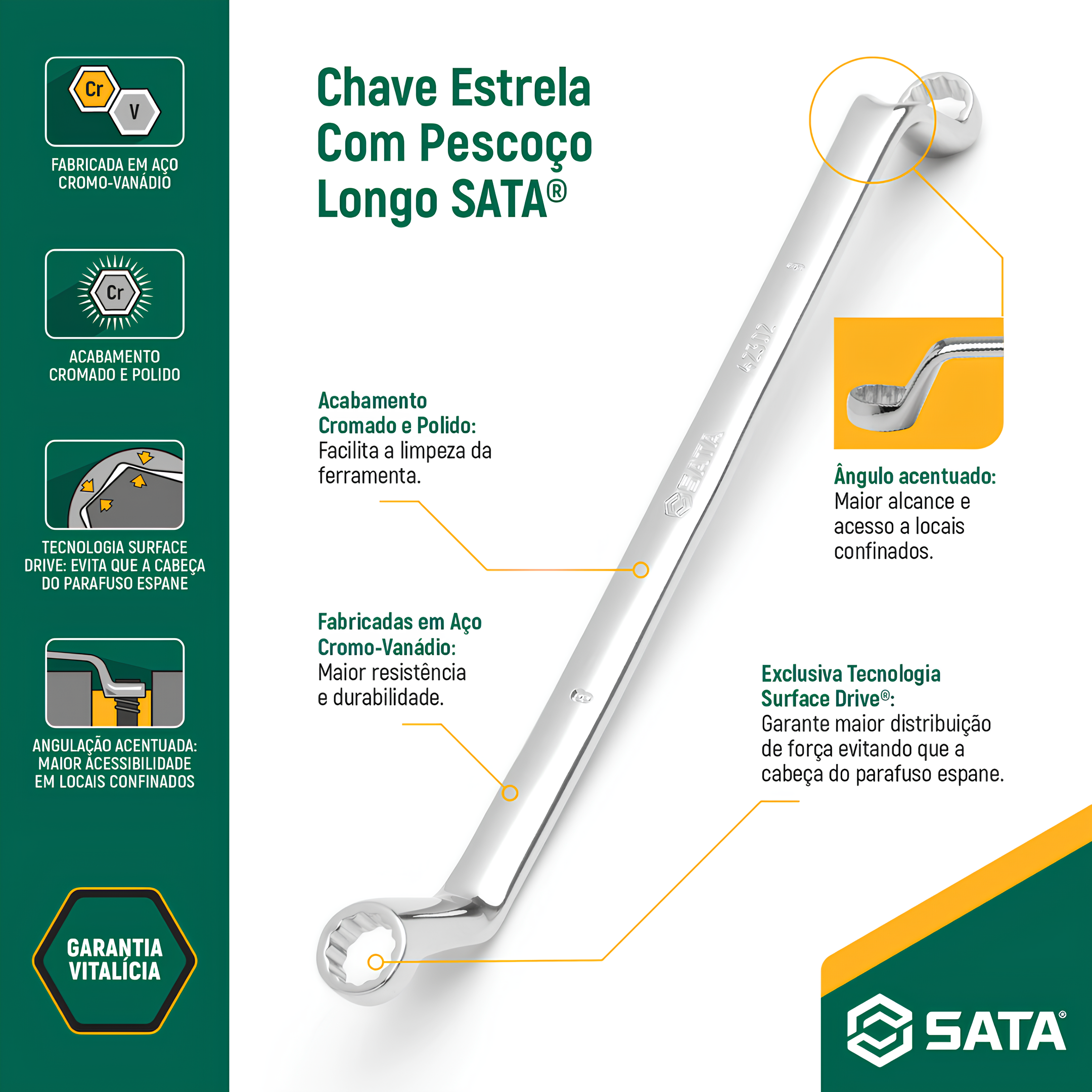 Chave Estrela Angulada 75° 12X13Mm ST42216G Sata