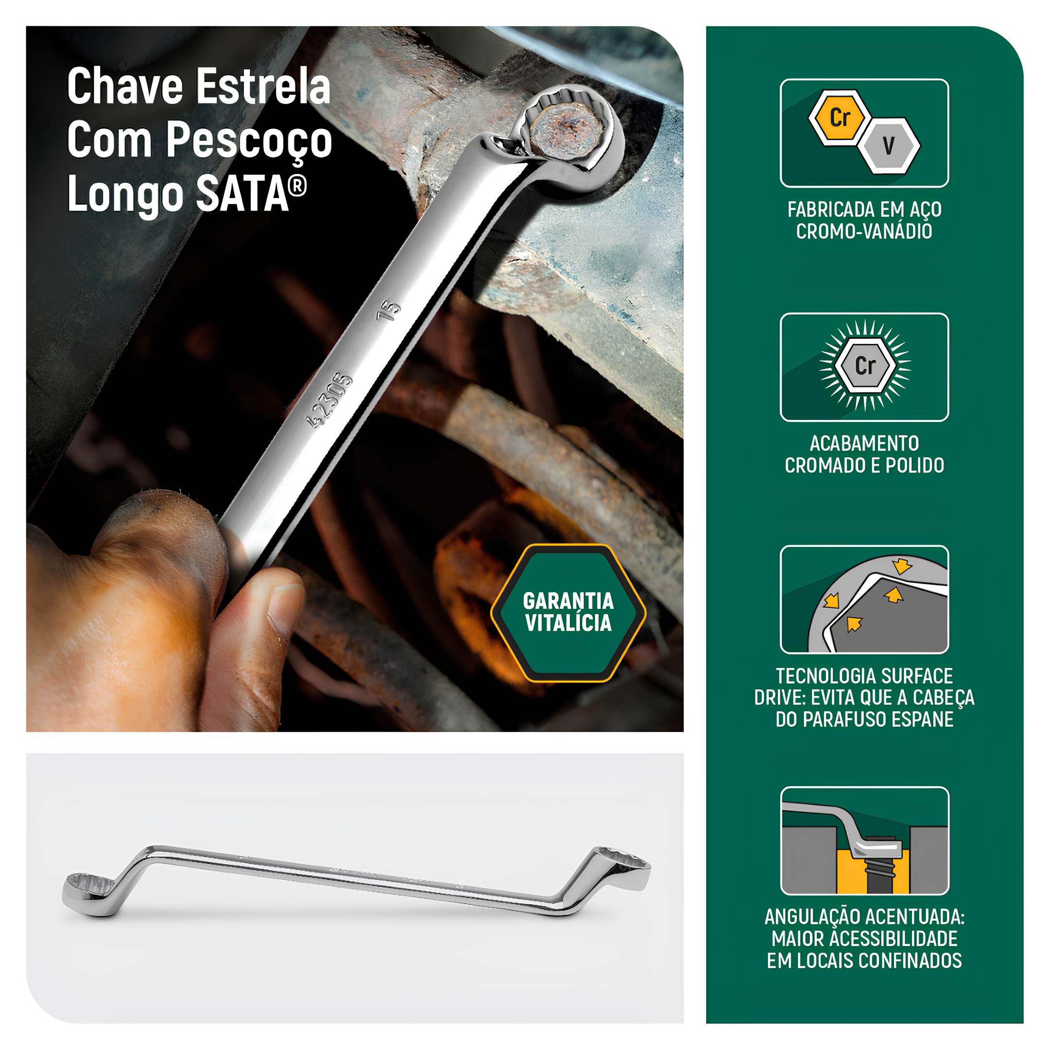 Chave Estrela Angulada 75° 12X13Mm ST42216G Sata