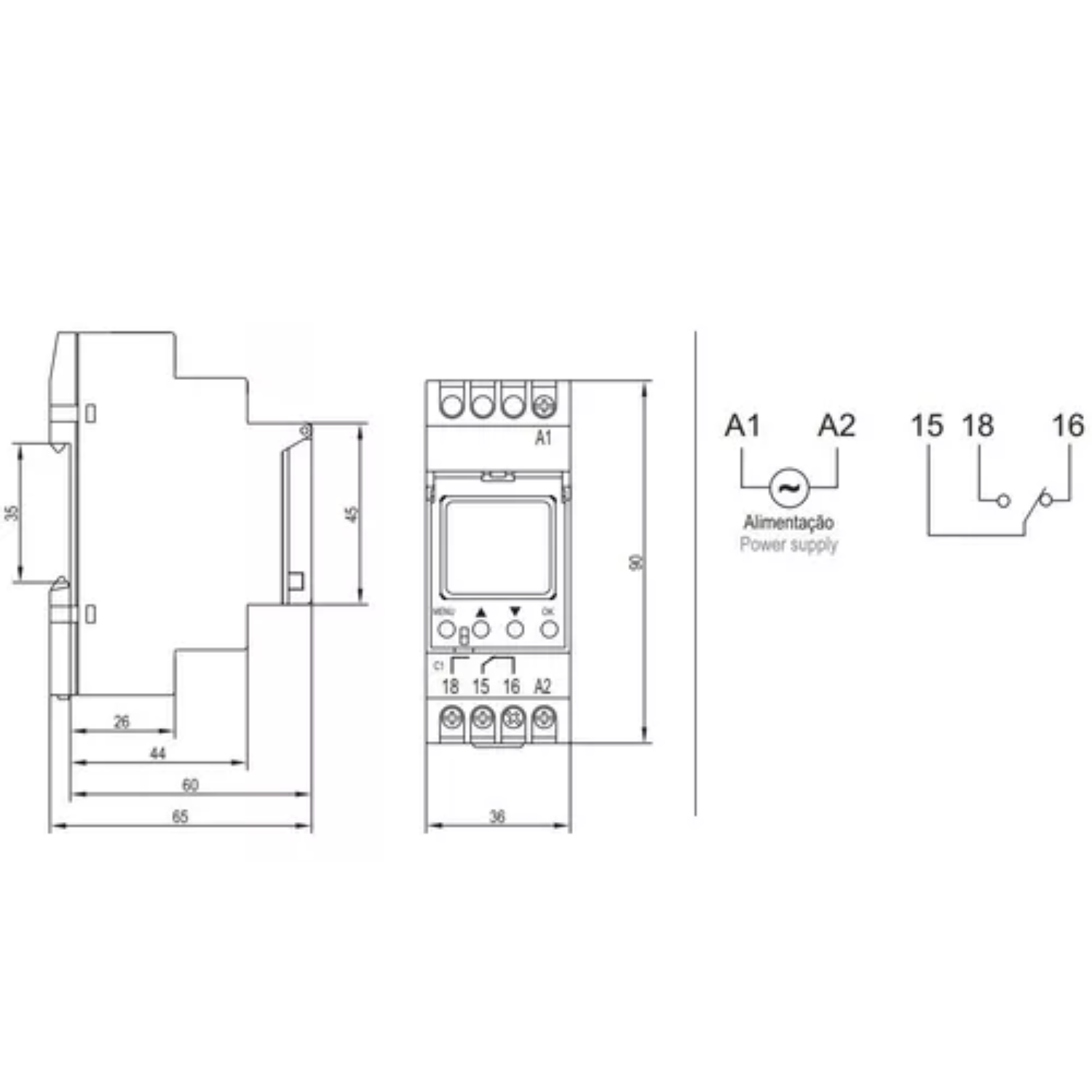 Timer Digital Temporizador 52 Programacoes 24-240V TM-Adin Metaltex